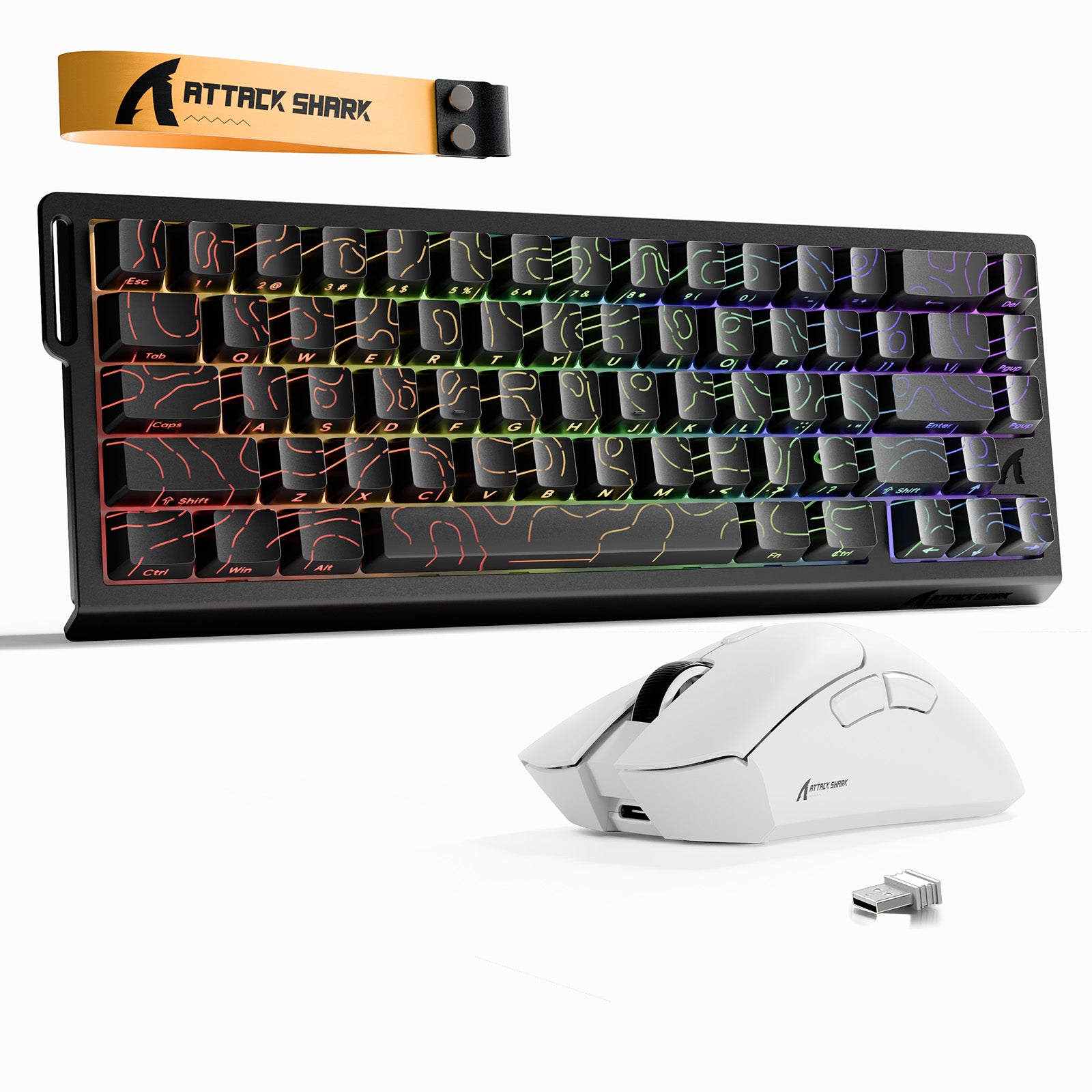 Paquete ATTACK SHARK X68HE Rapid Trigger Keyboard + ratón inalámbrico para juegos R1