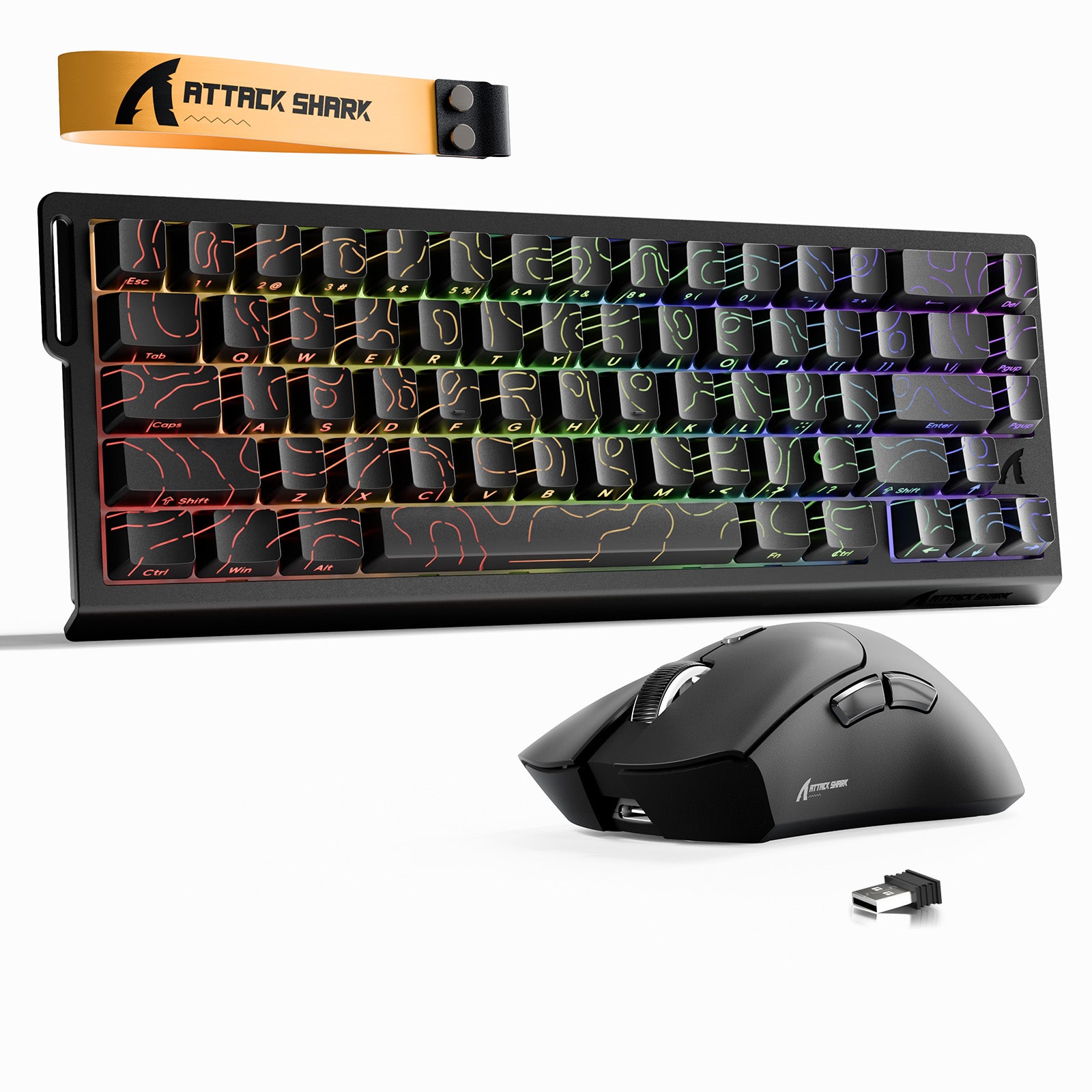 Paquete ATTACK SHARK X68HE Rapid Trigger Keyboard + ratón inalámbrico para juegos R1