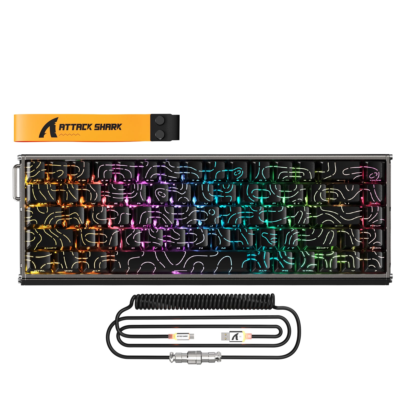 Teclado CNC de aluminio ATTACK SHARK X68MAX HE Rapid Trigger con interruptor magnético y cable en espiral RGB C01Ultra