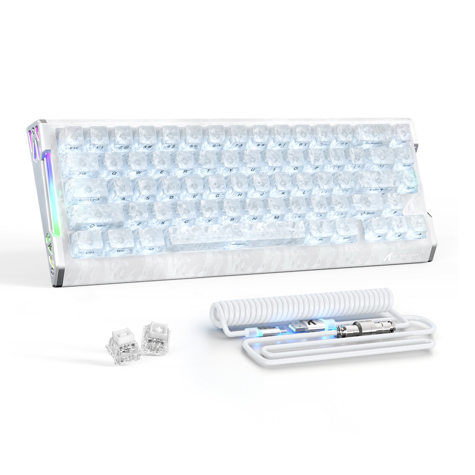 Teclado ATTACK SHARK R68 HE Rapid Trigger con cable en espiral RGB C01 Ultra de fibra de carbono con cableado