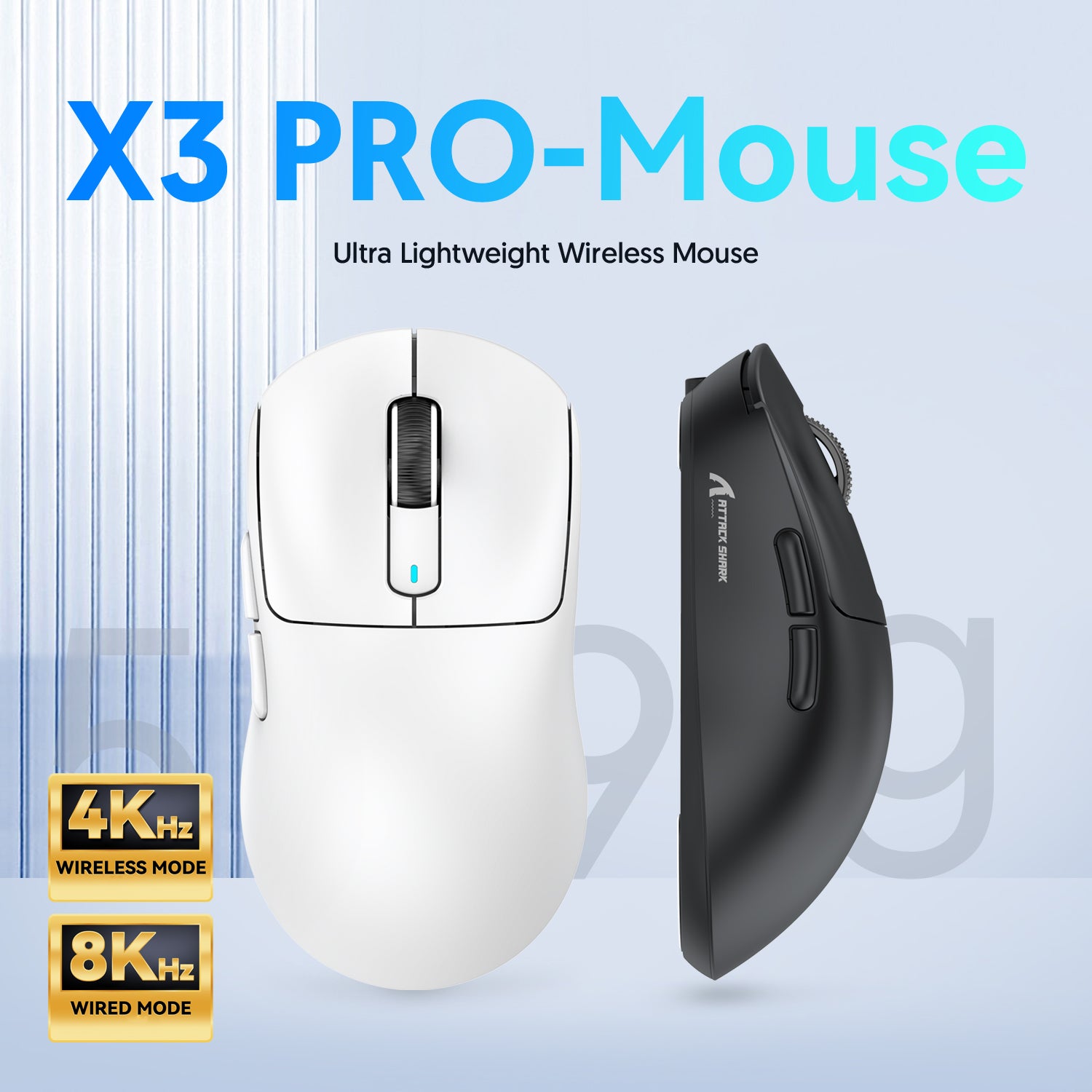 Ratón para juegos ATTACK SHARK X3PRO con tres modos y 8K