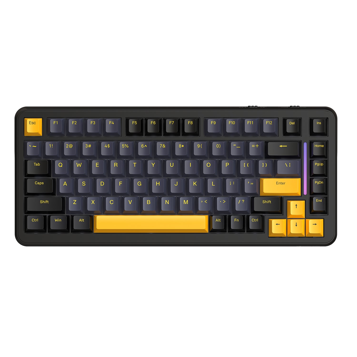 ATTACK SHARK M86 mechanical keyboard, 75% TKL layout with black and yellow PBT keycaps and RGB lighting