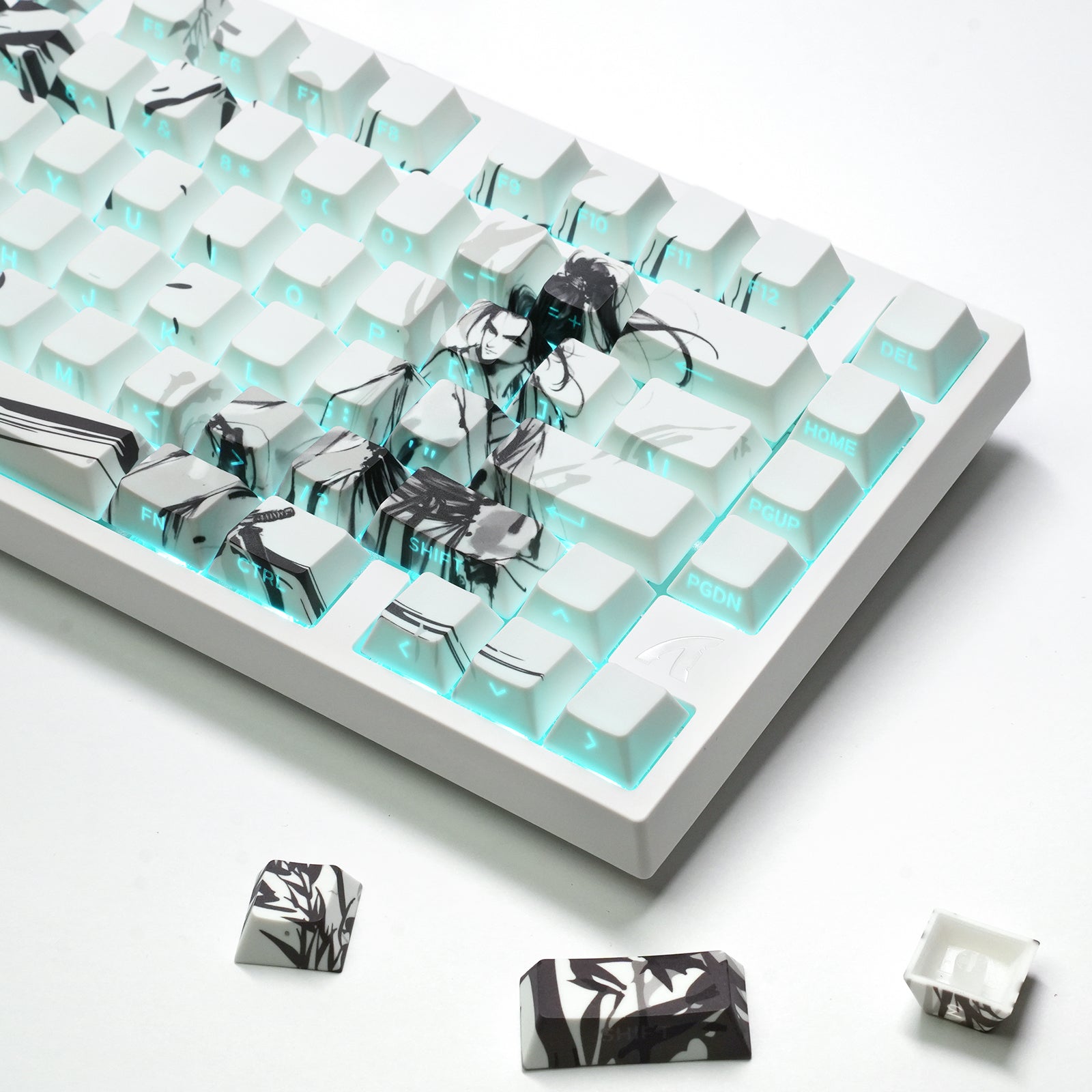 ATTACK SHARK SK02, 129 teclas, teclas PBT con impresión lateral, ANSI/ISO, caballero andante