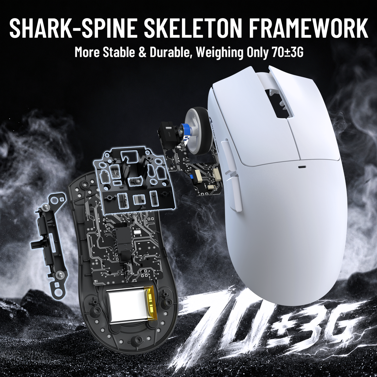 Ratón inalámbrico para juegos ATTACK SHARK X11 PRO V2 con pantalla TFT y base de carga con cable en espiral C06