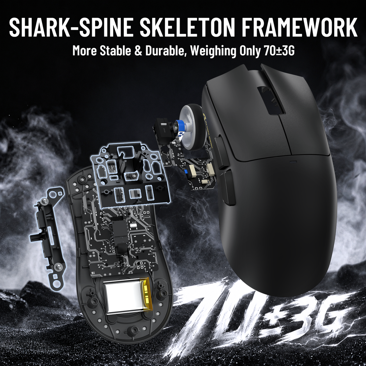 Ratón inalámbrico para juegos ATTACK SHARK X11 PRO V2 con pantalla TFT y base de carga con cable en espiral C06