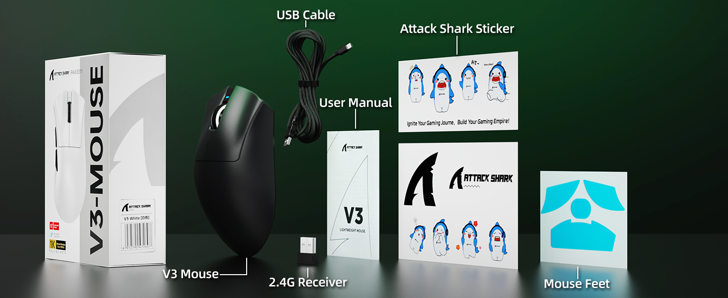 Ratón gaming tri-modo ultra ligero ATTACK SHARK V3