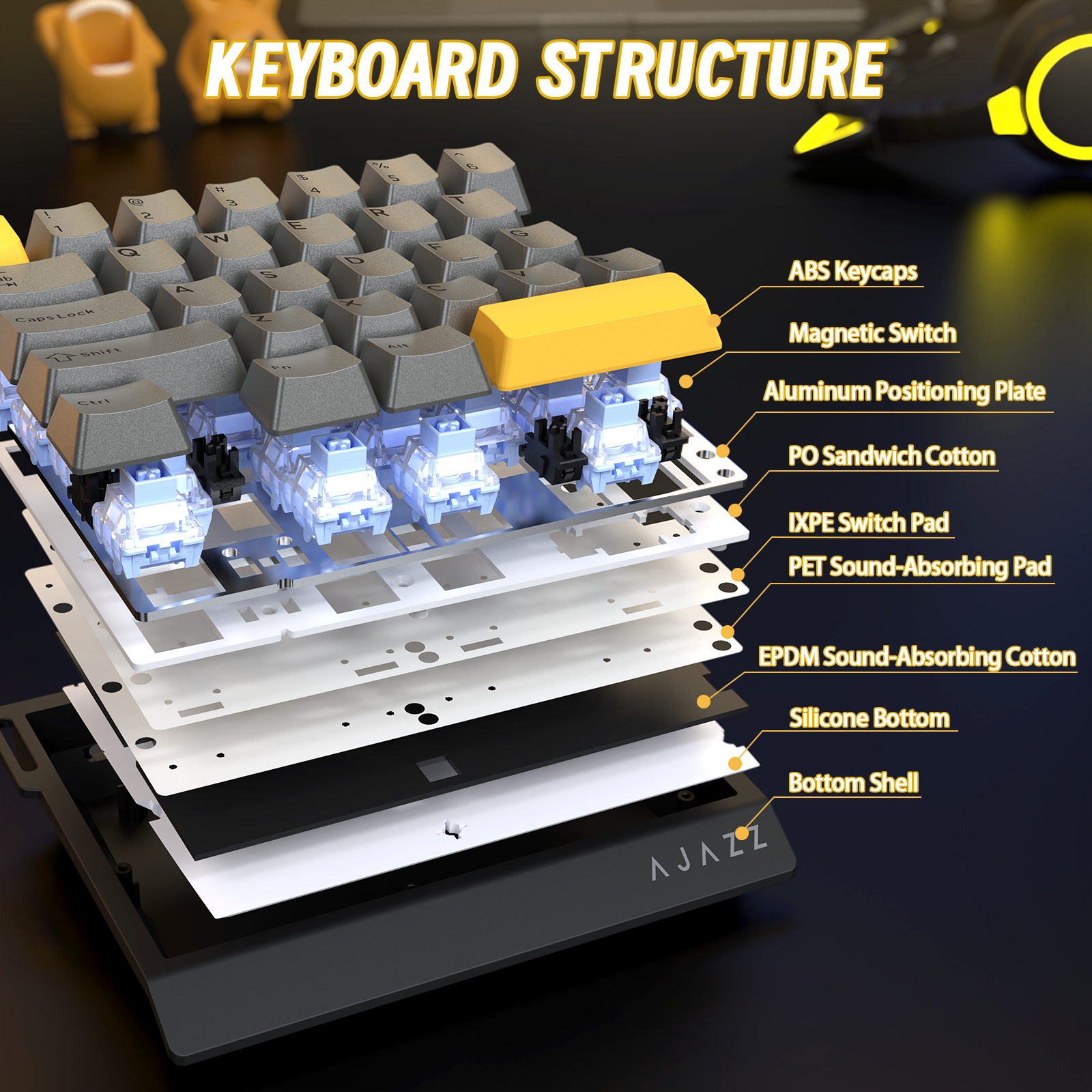 Teclado gaming con cable para una mano ATTACK SHARK X AJAZZ AK029
