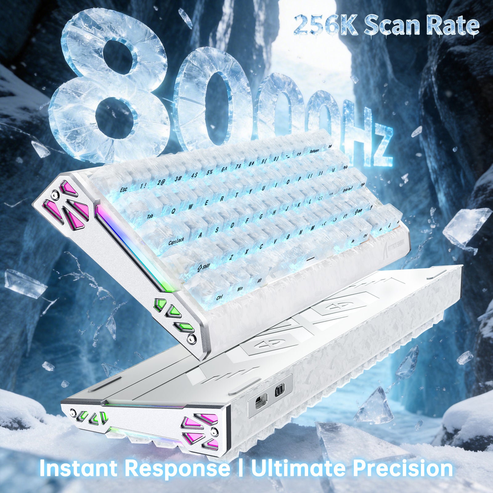 Teclado ATTACK SHARK R68 HE Rapid Trigger con cable en espiral RGB C01 Ultra de fibra de carbono con cableado