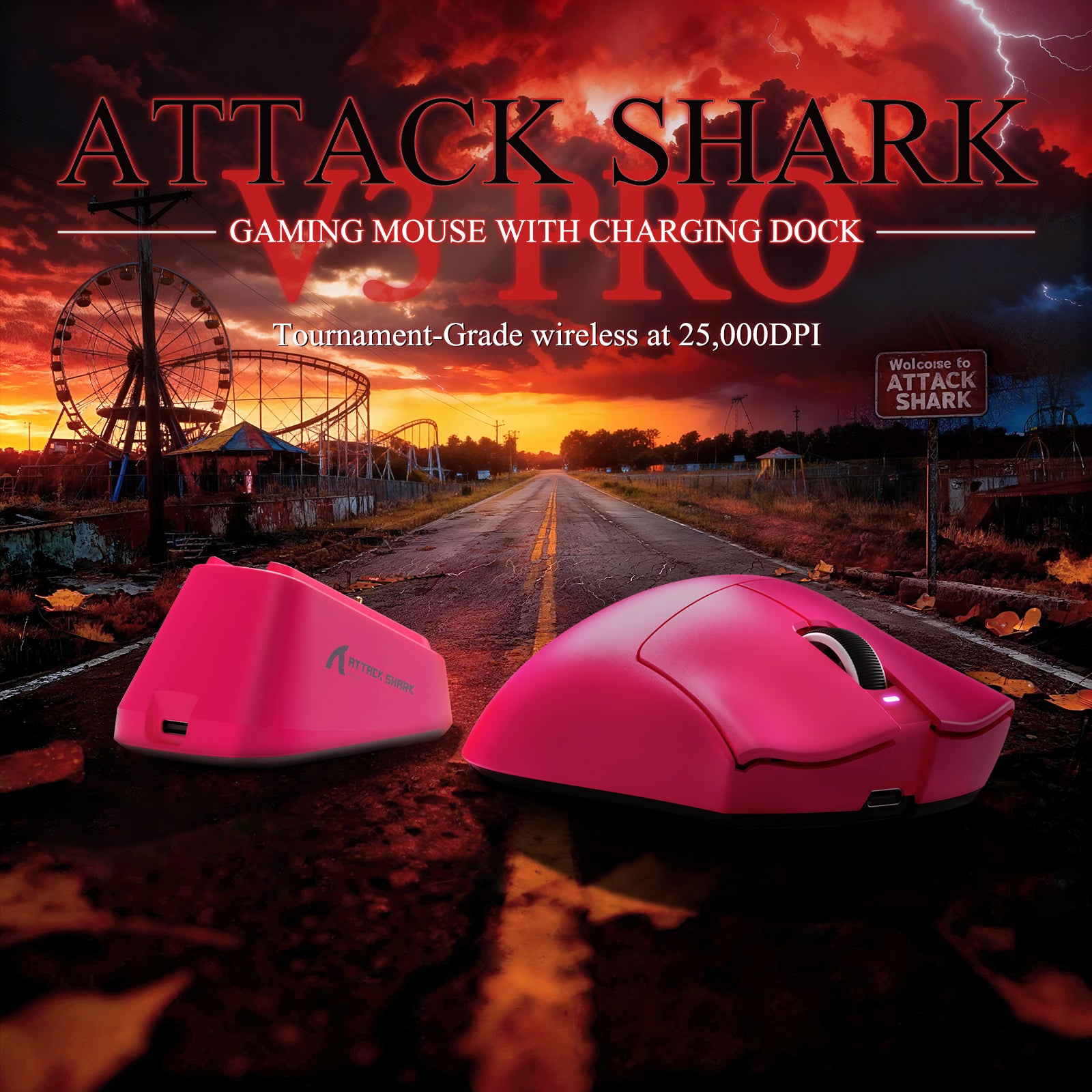 Ratón gaming tri-modo ultra ligero ATTACK SHARK V3PRO con base de carga