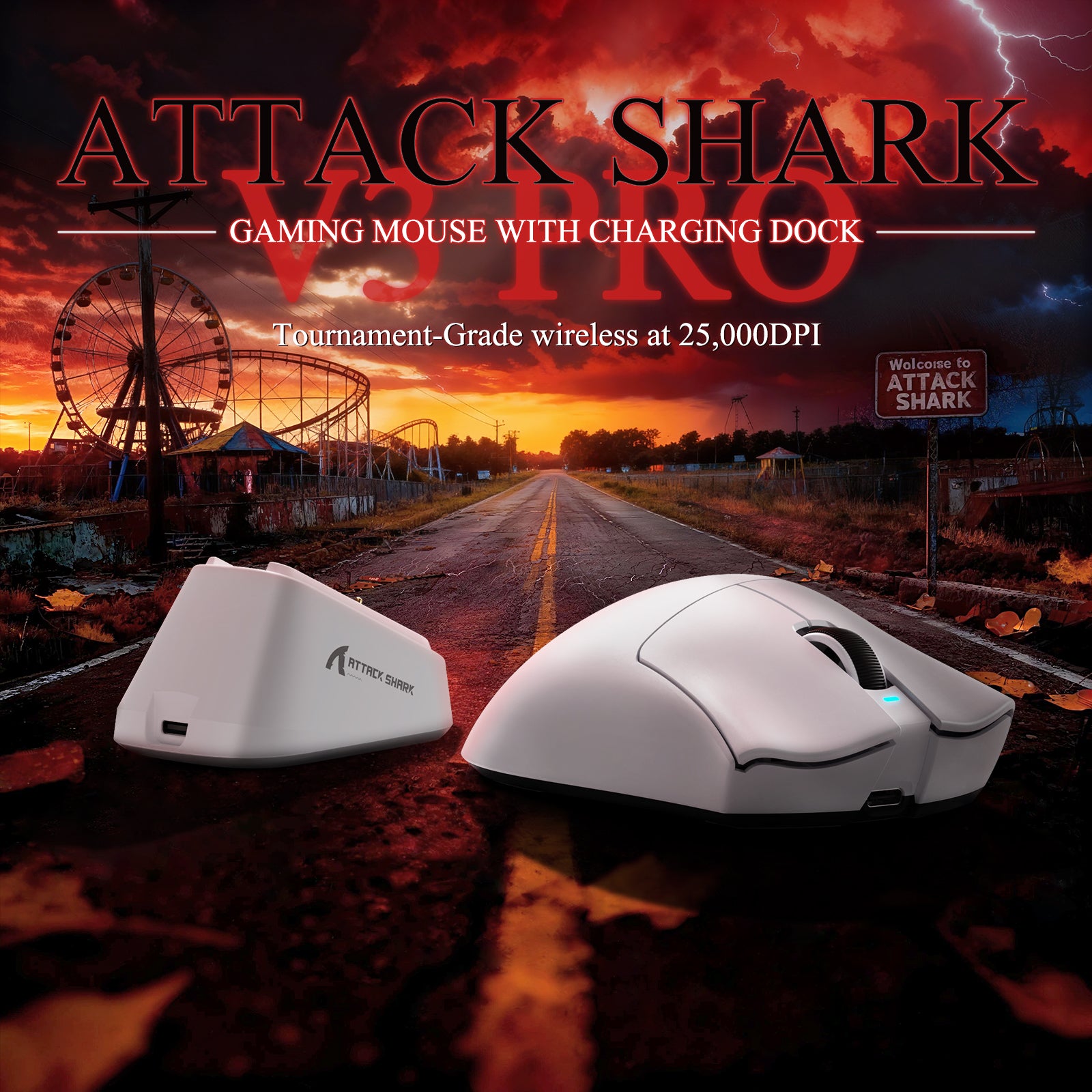 Ratón gaming tri-modo ultra ligero ATTACK SHARK V3PRO con base de carga