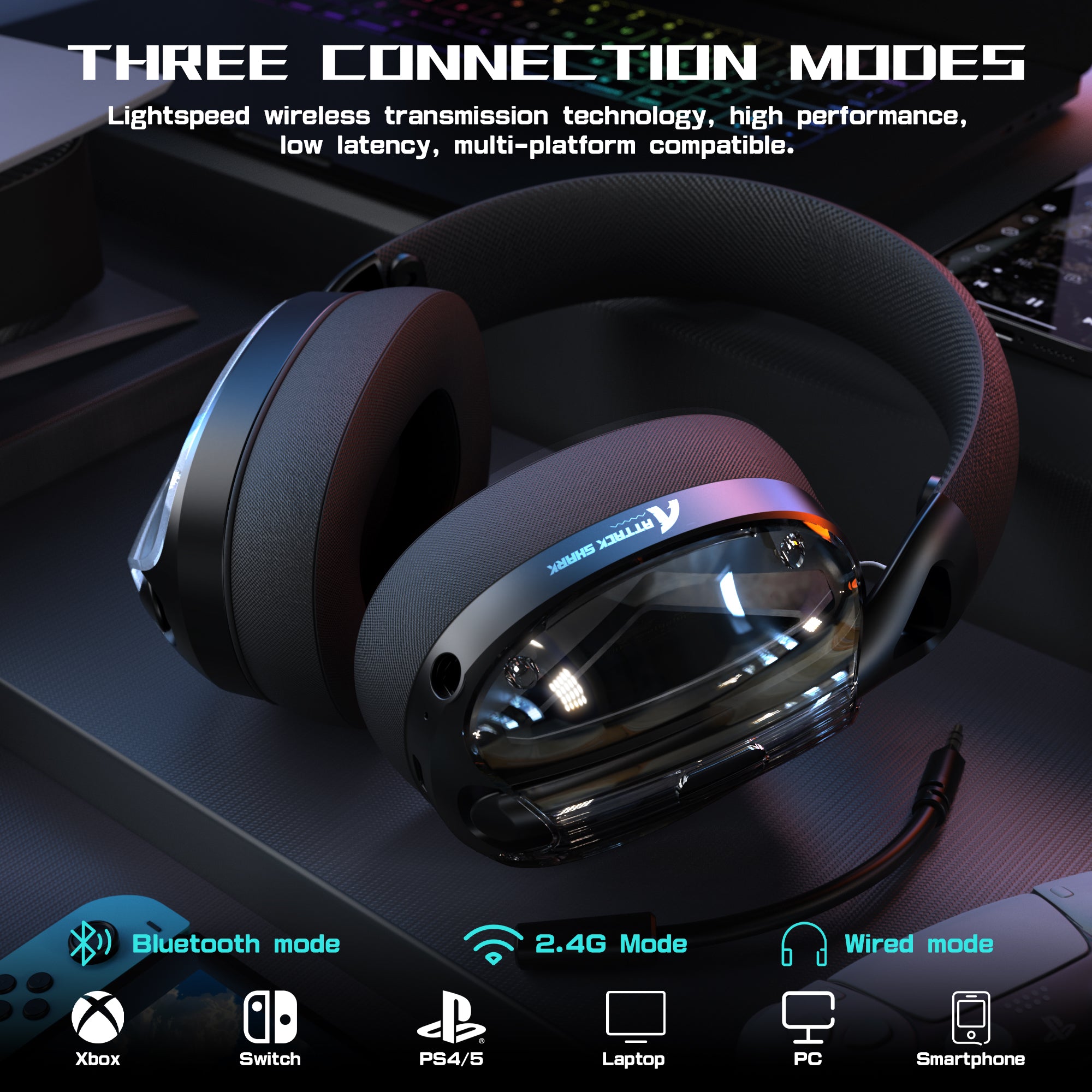 Auriculares para juegos tri-modo Ultra ligeros ATTACK SHARK L60