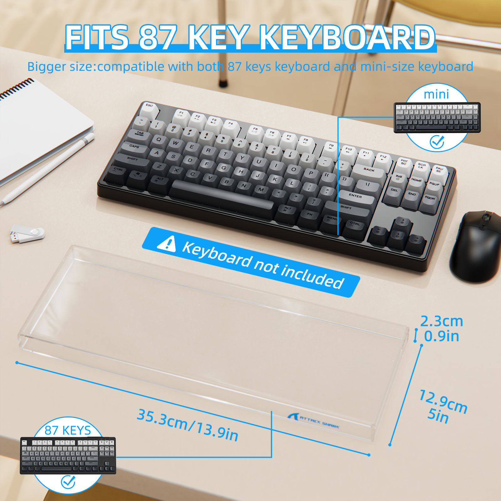 Cubierta antipolvo para teclado ATTACK SHARK de 87 teclas