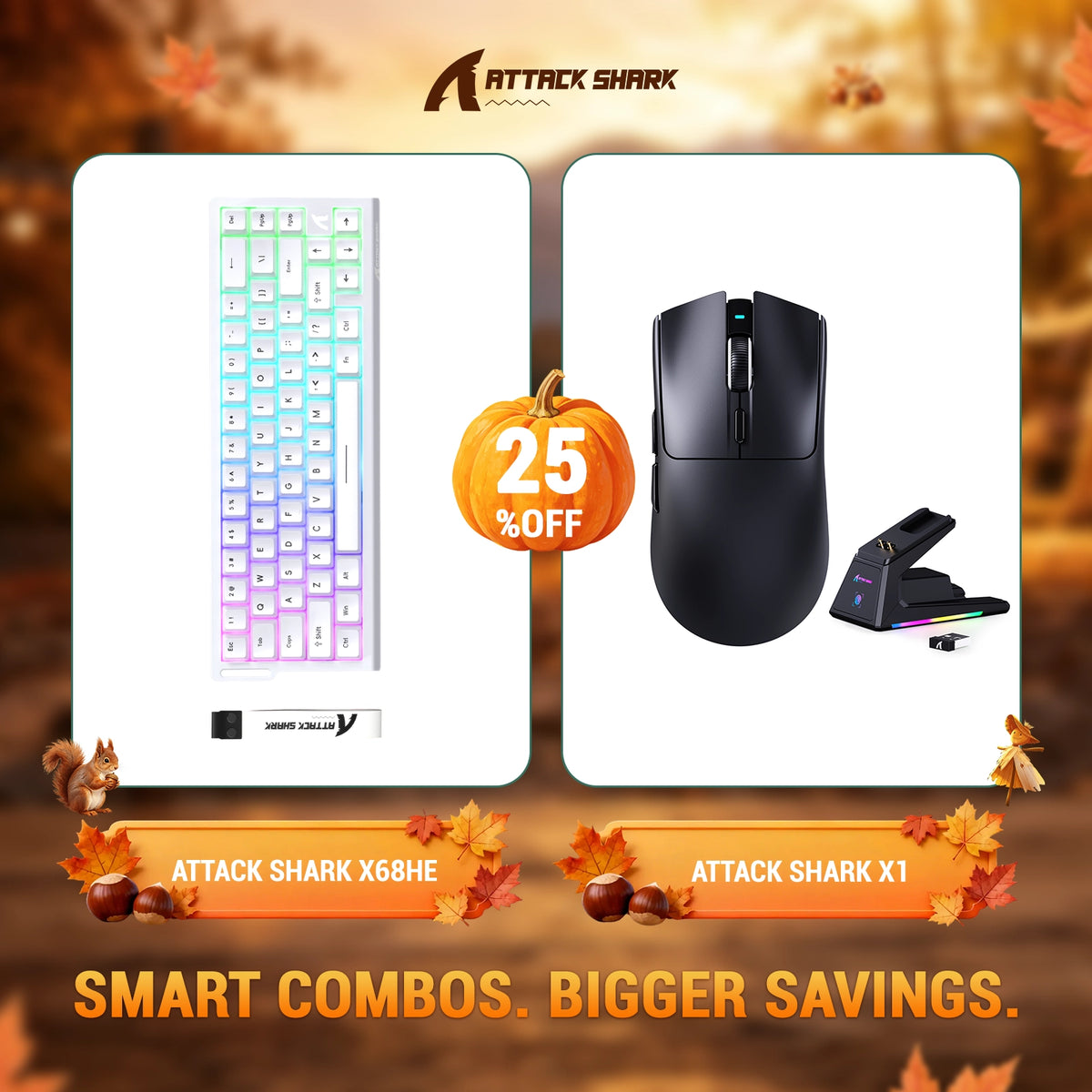 Paquete ATTACK SHARK X68HE teclado Rapid Trigger + ratón para juegos inalámbrico X1