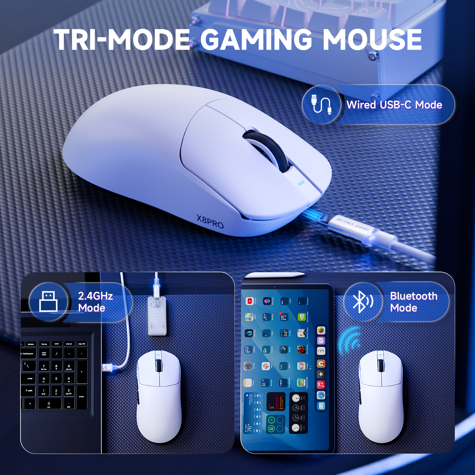 Ratón gaming inalámbrico ultra ligero ATTACK SHARK X8PRO y cable C06ULTRA