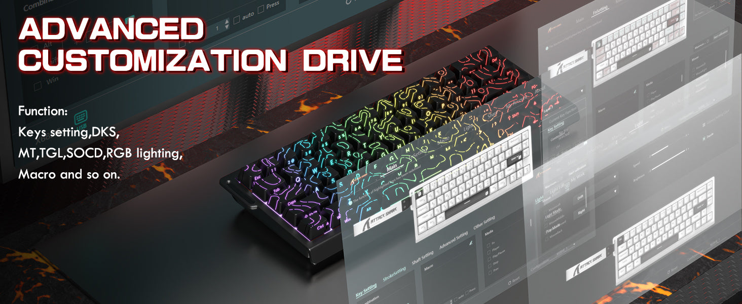 ATTACK SHARK X68PRO HE Teclado Inalámbrico de Disparo Rápido con Cable Enrollado