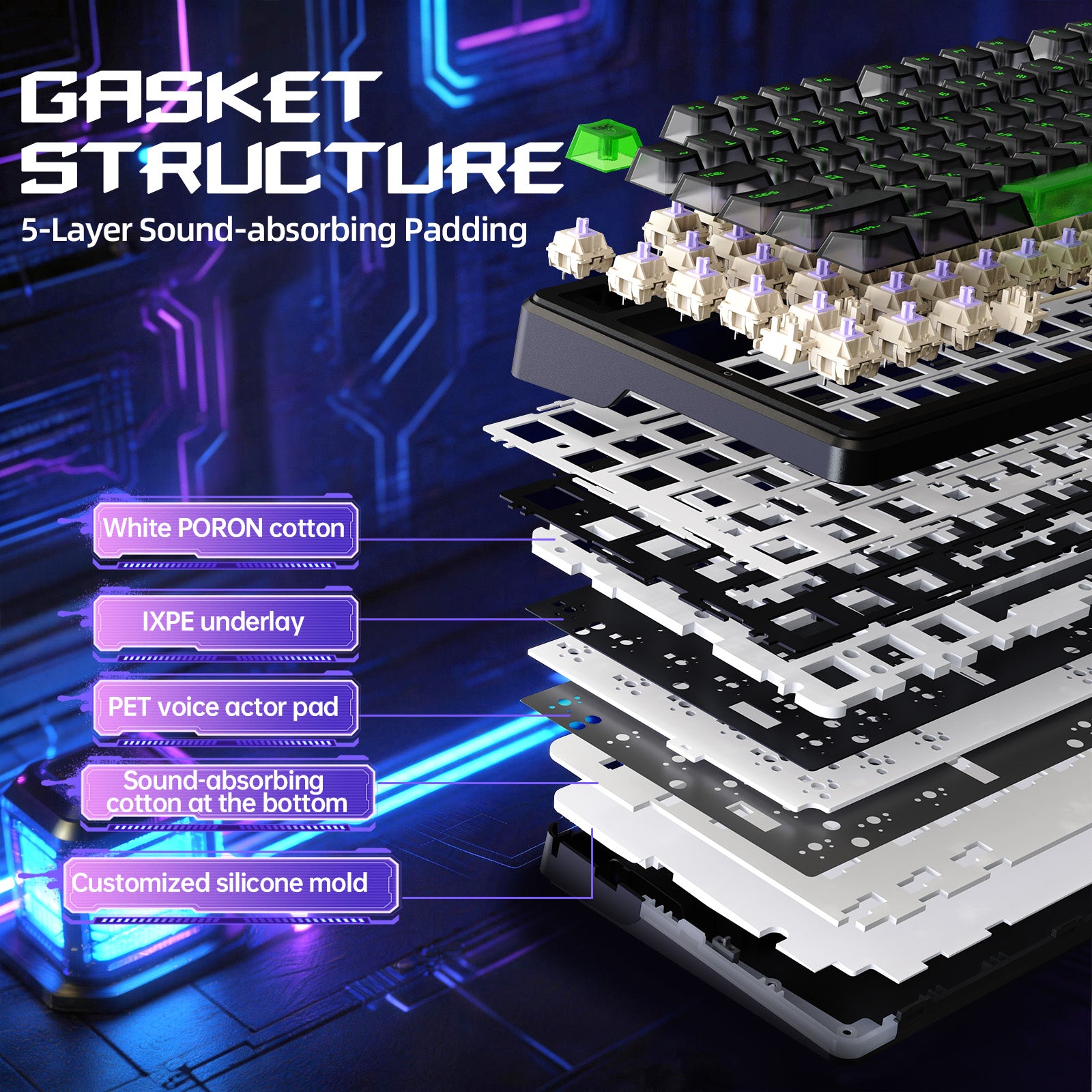 Teclado de juego inalámbrico ATTACK SHARK X87 ULTRA con receptor 8KHz y cable en espiral RGB