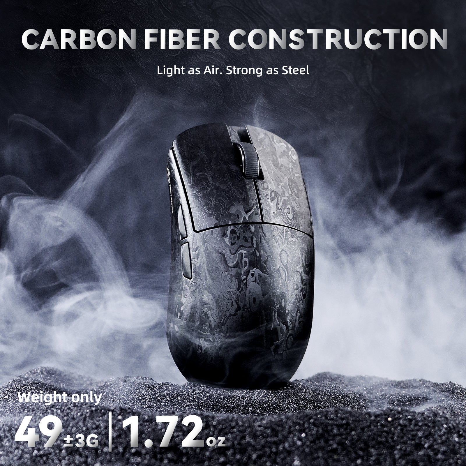 Ratón gaming inalámbrico ATTACK SHARK R11 ULTRA 8K de fibra de carbono PAW3950MAX