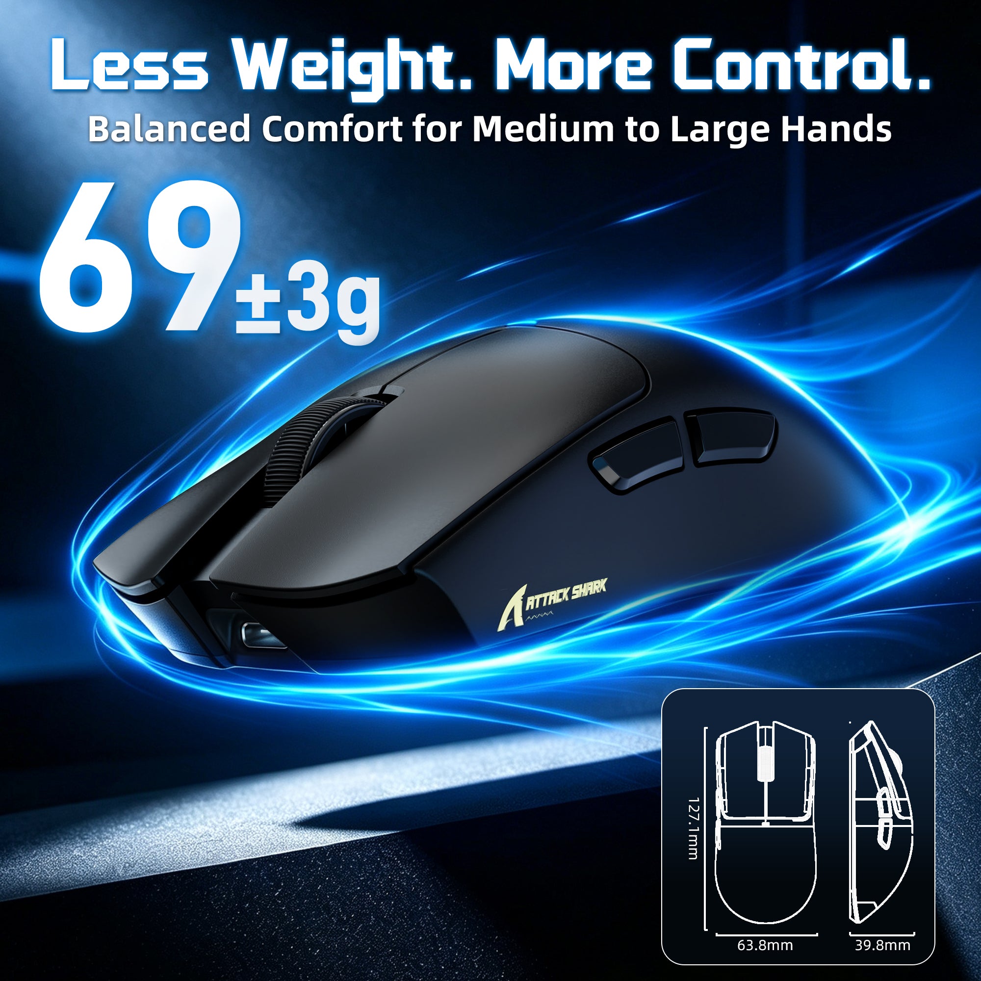 Ratón inalámbrico para juegos ATTACK SHARK X11 PRO V2 con base de carga y pantalla TFT