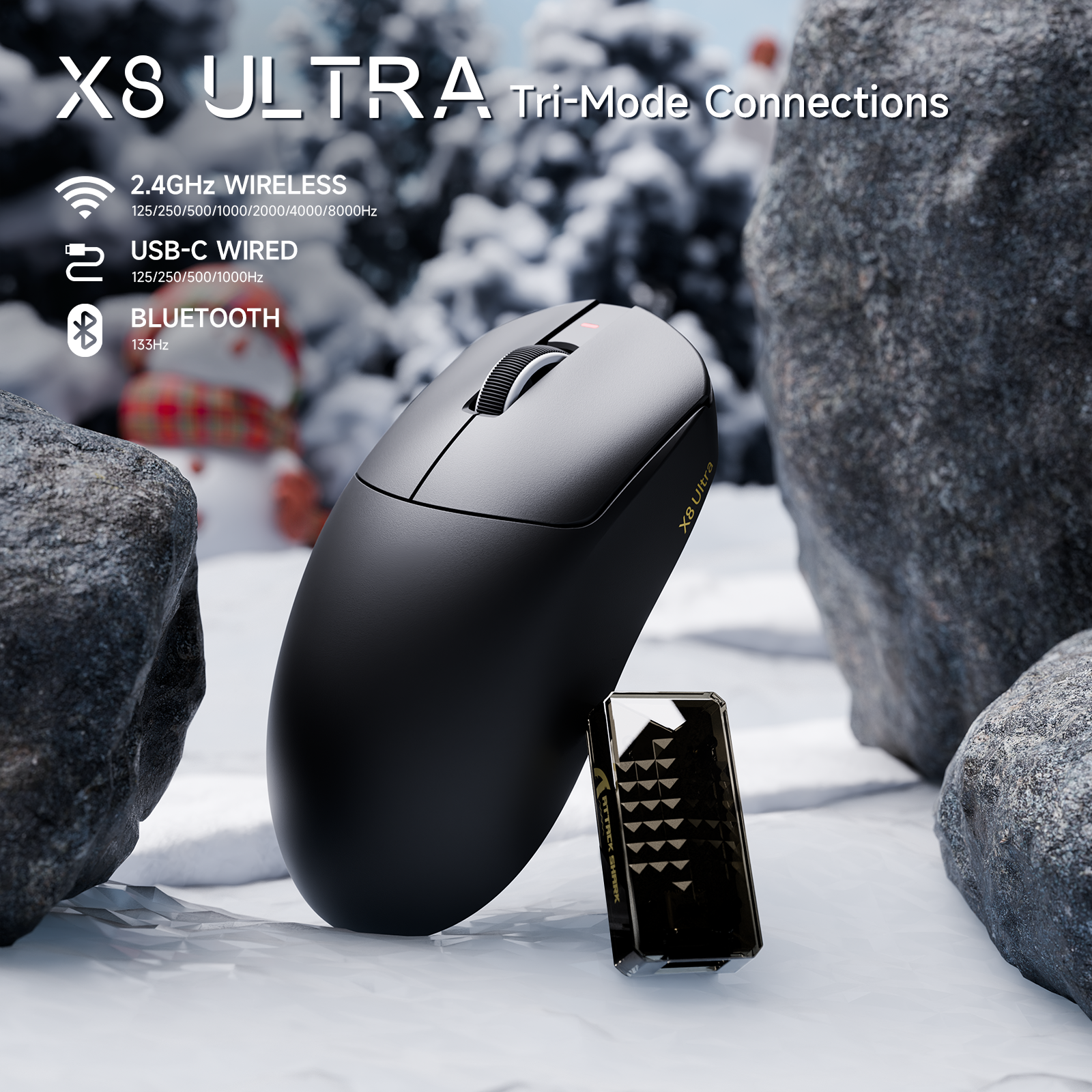 Ratón gaming inalámbrico ATTACK SHARK X8 Ultra 8KHz con cable C06 Ultra