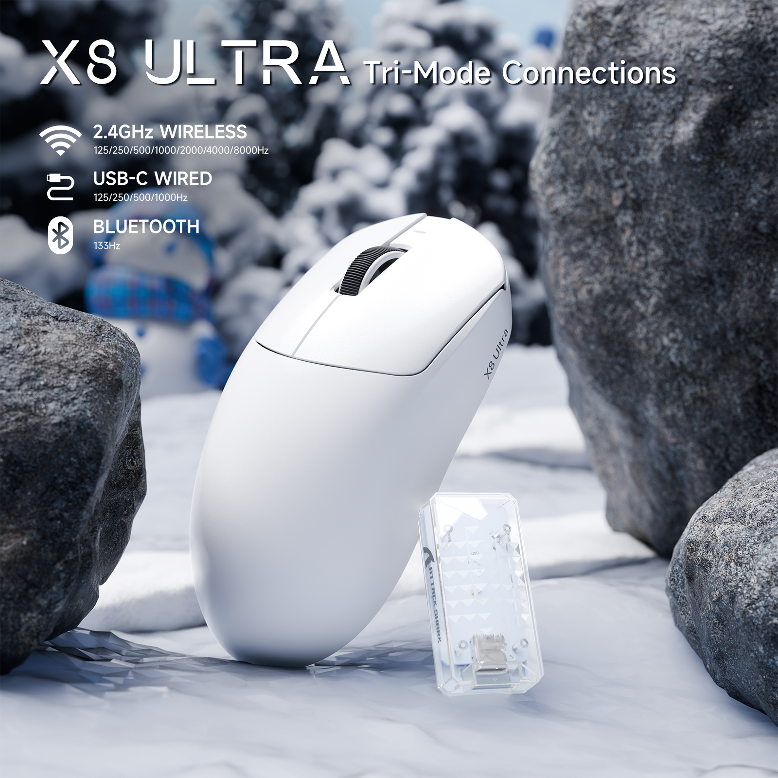 Ratón gaming inalámbrico ATTACK SHARK X8 Ultra 8KHz con cable C06 Ultra