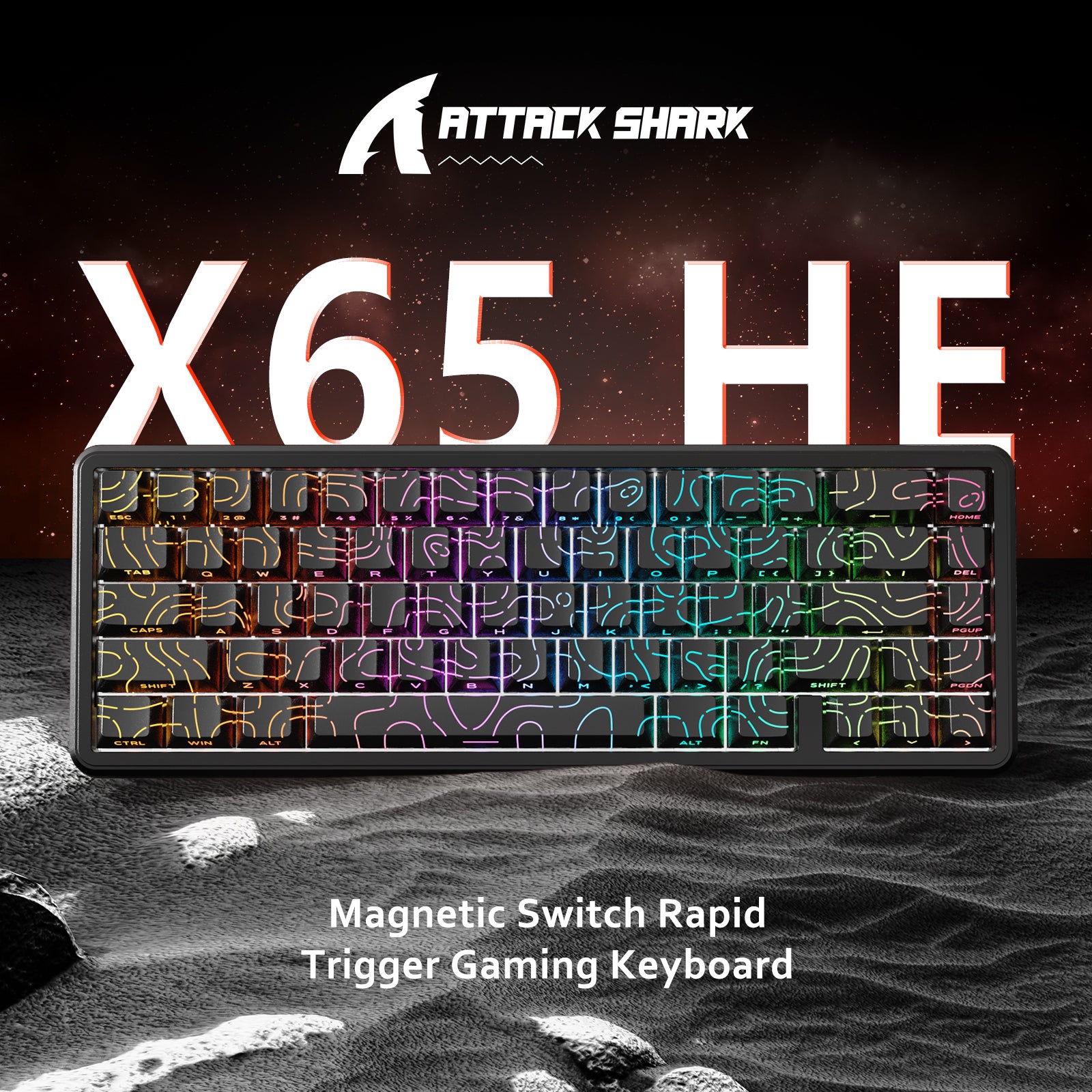 ATTACK SHARK X65 HE Teclado de Disparo Rápido con Interruptor Magnético