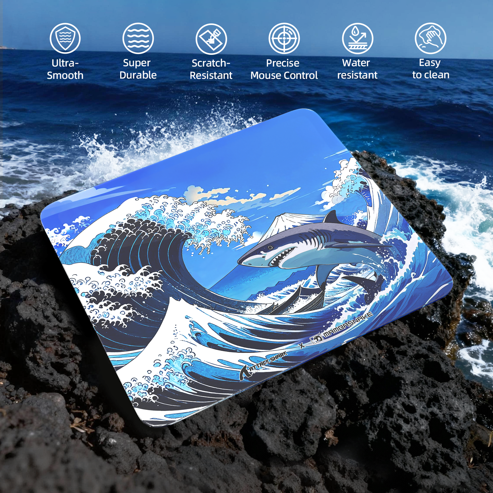 Alfombrilla de ratón para juegos ATTACK SHARK CM05 de vidrio templado
