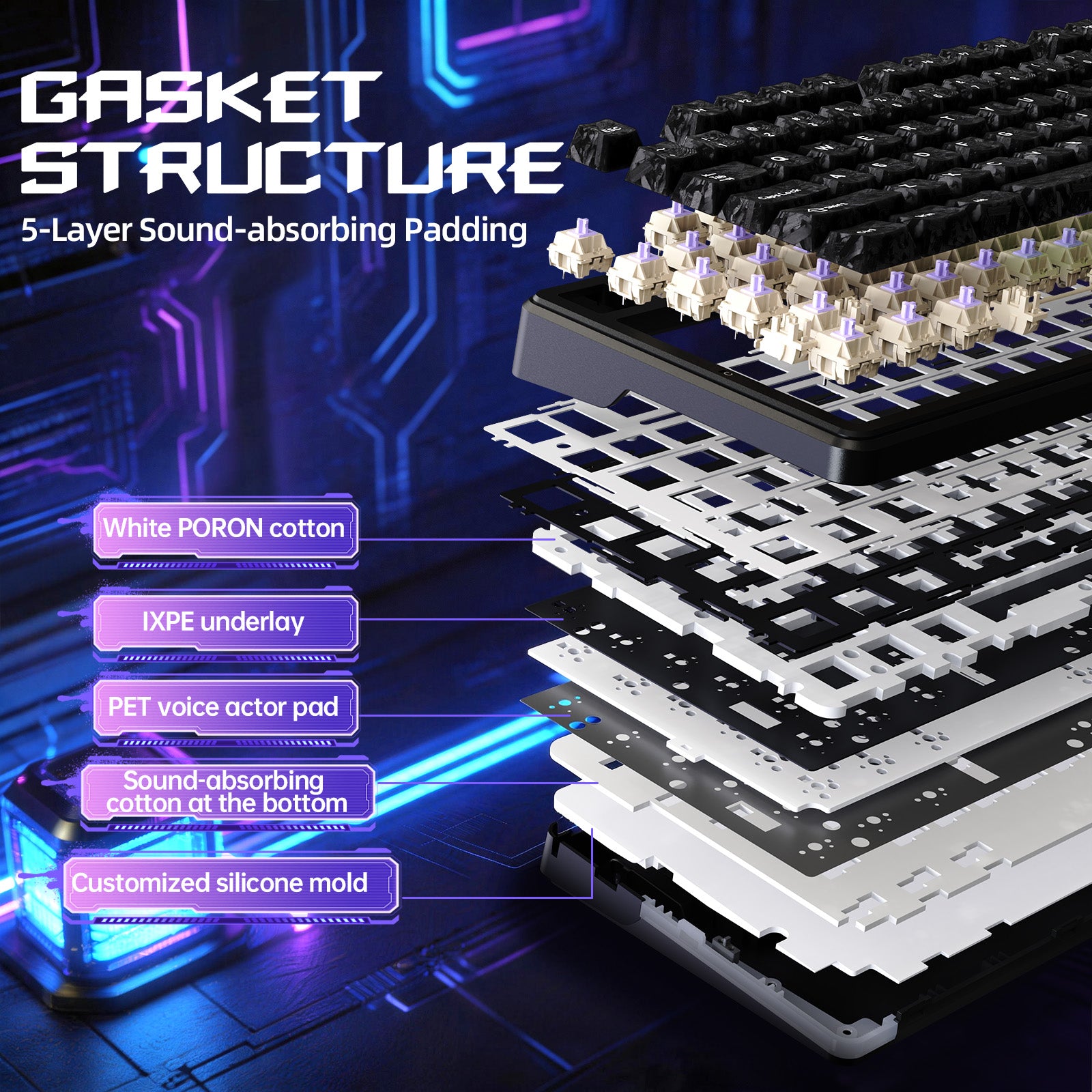 Teclado de juego inalámbrico ATTACK SHARK X87 ULTRA con receptor 8KHz y cable en espiral RGB