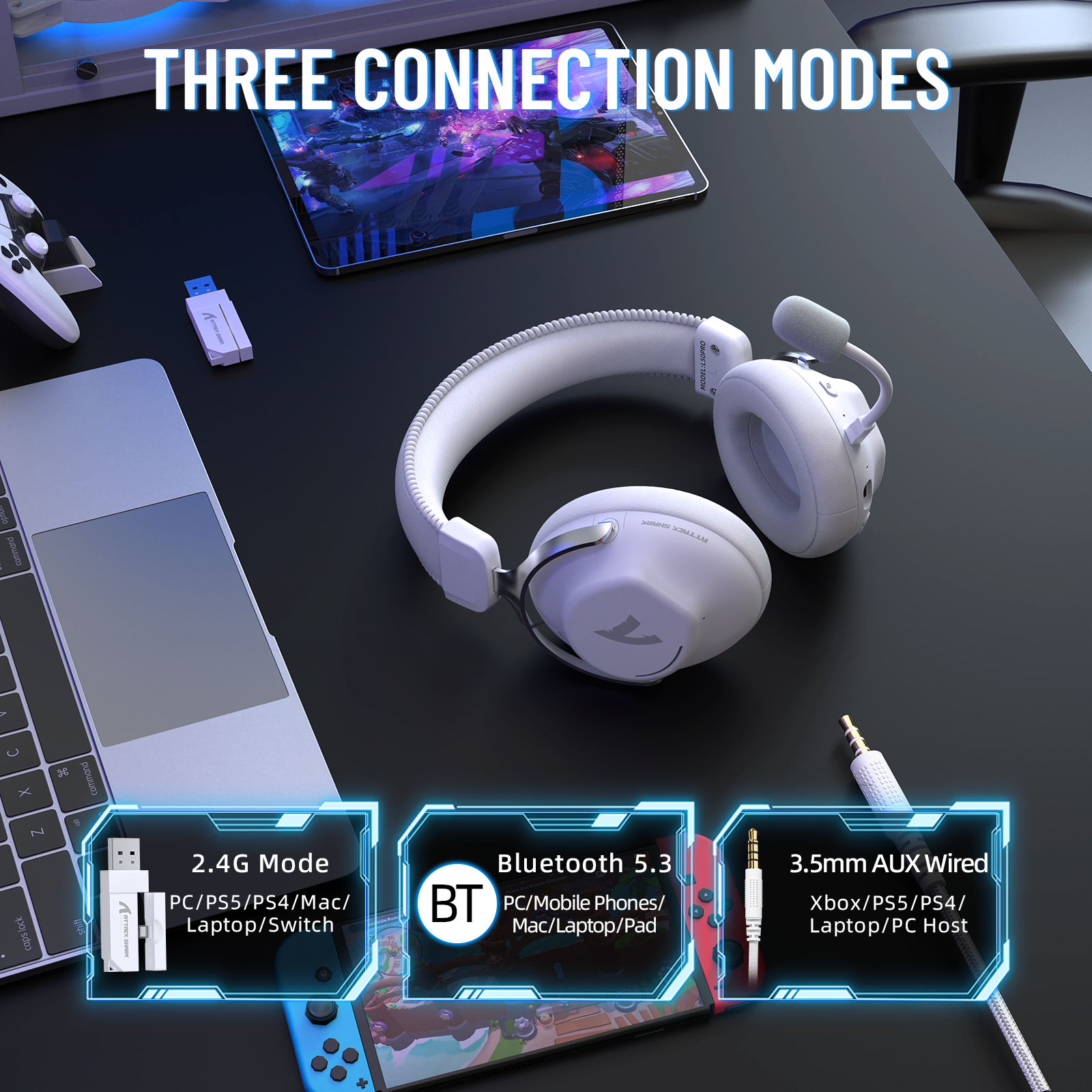 Auriculares inalámbricos para juegos ATTACK SHARK L50 PRO con modo triple
