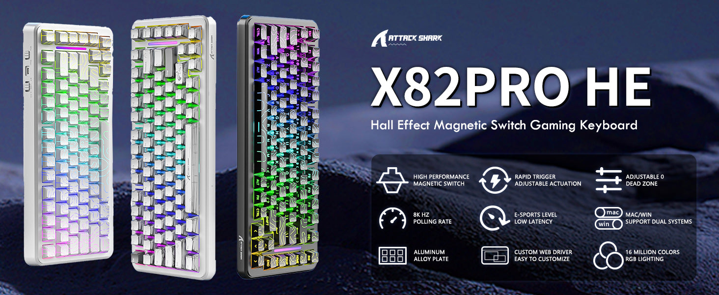 Teclado magnético ATTACK SHARK X82PRO HE con cable en espiral RGB C01Ultra