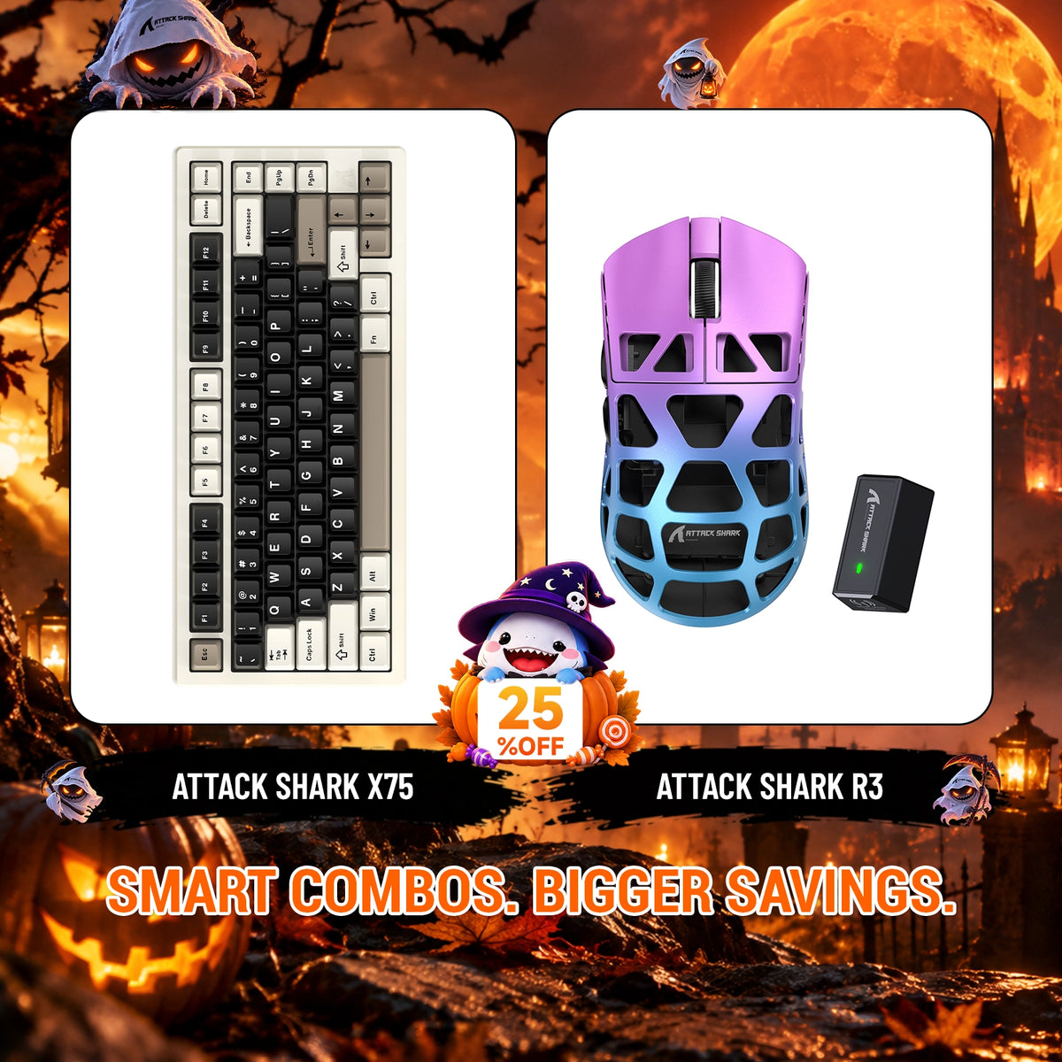 Paquete ATTACK SHARK X75 teclado de aluminio completo + ratón para juegos de aleación de magnesio R3