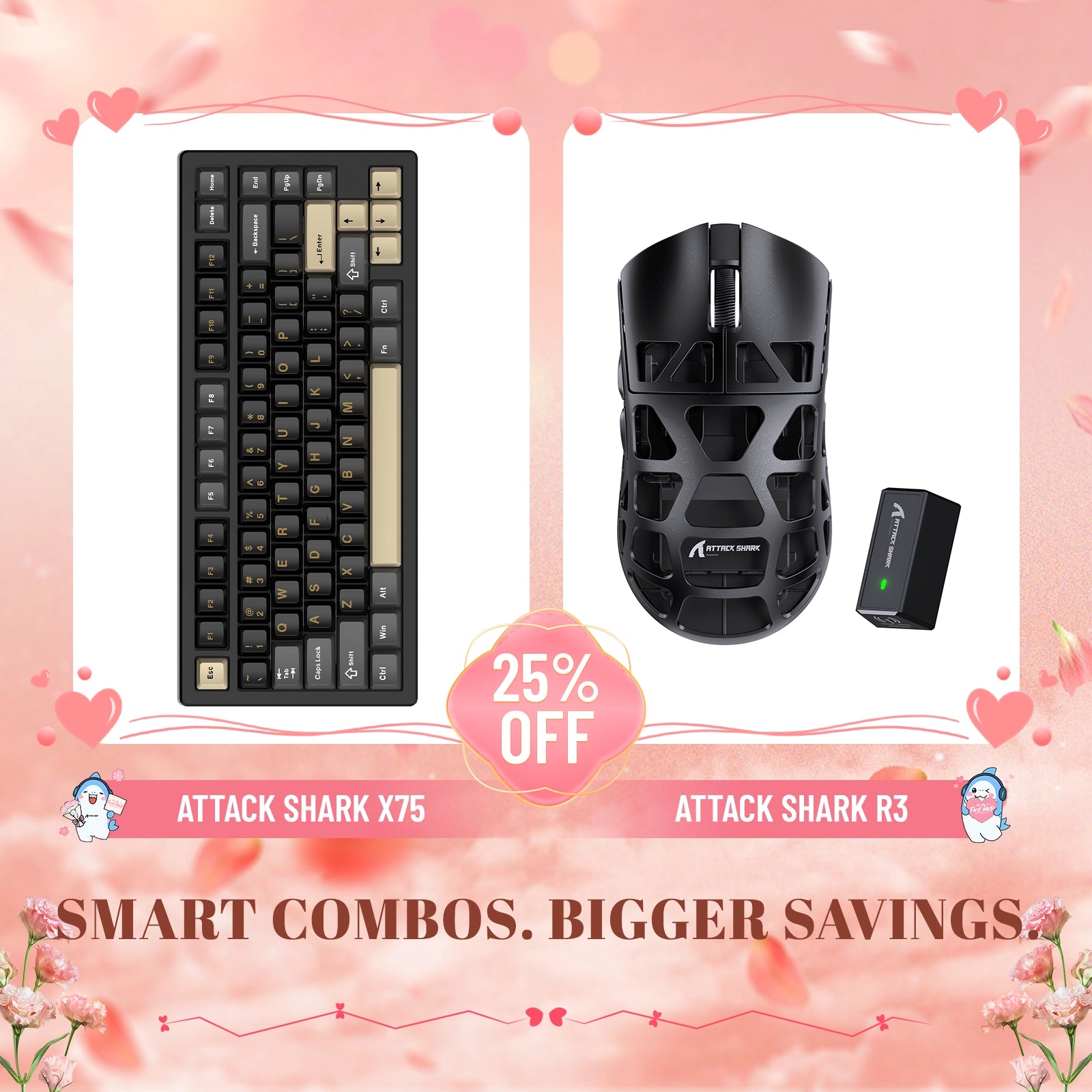 Paquete ATTACK SHARK X75 teclado de aluminio completo + ratón para juegos de aleación de magnesio R3