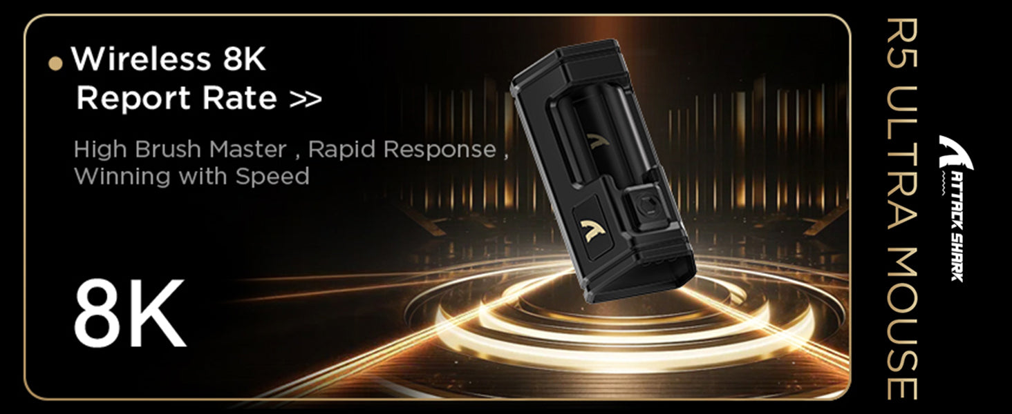 Ratón para juegos inalámbrico ATTACK SHARK R5 ULTRA de fibra de carbono 8K PAW3950MAX
