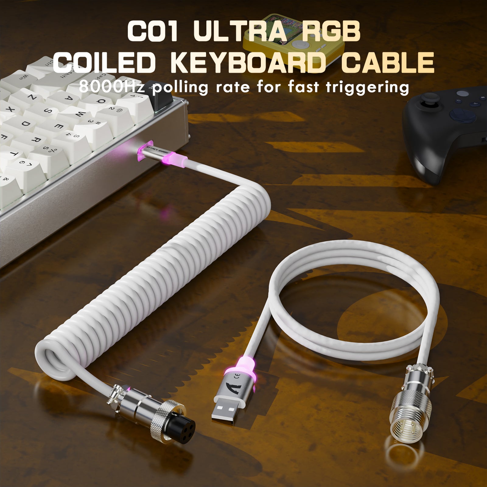 Teclado CNC de aluminio ATTACK SHARK X68MAX HE Rapid Trigger con interruptor magnético y cable en espiral RGB C01Ultra
