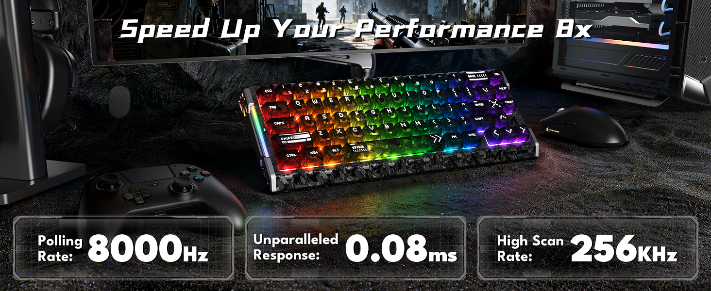 Teclado ATTACK SHARK R68 HE Rapid Trigger con cable en espiral RGB C01 Ultra de fibra de carbono con cableado
