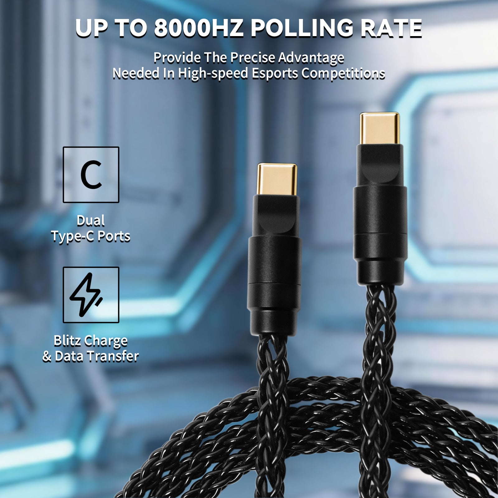 Cable 2 en 1 ATTACK SHARK C07 PRO Tipo C para teclado/ratón de juego 8KHz