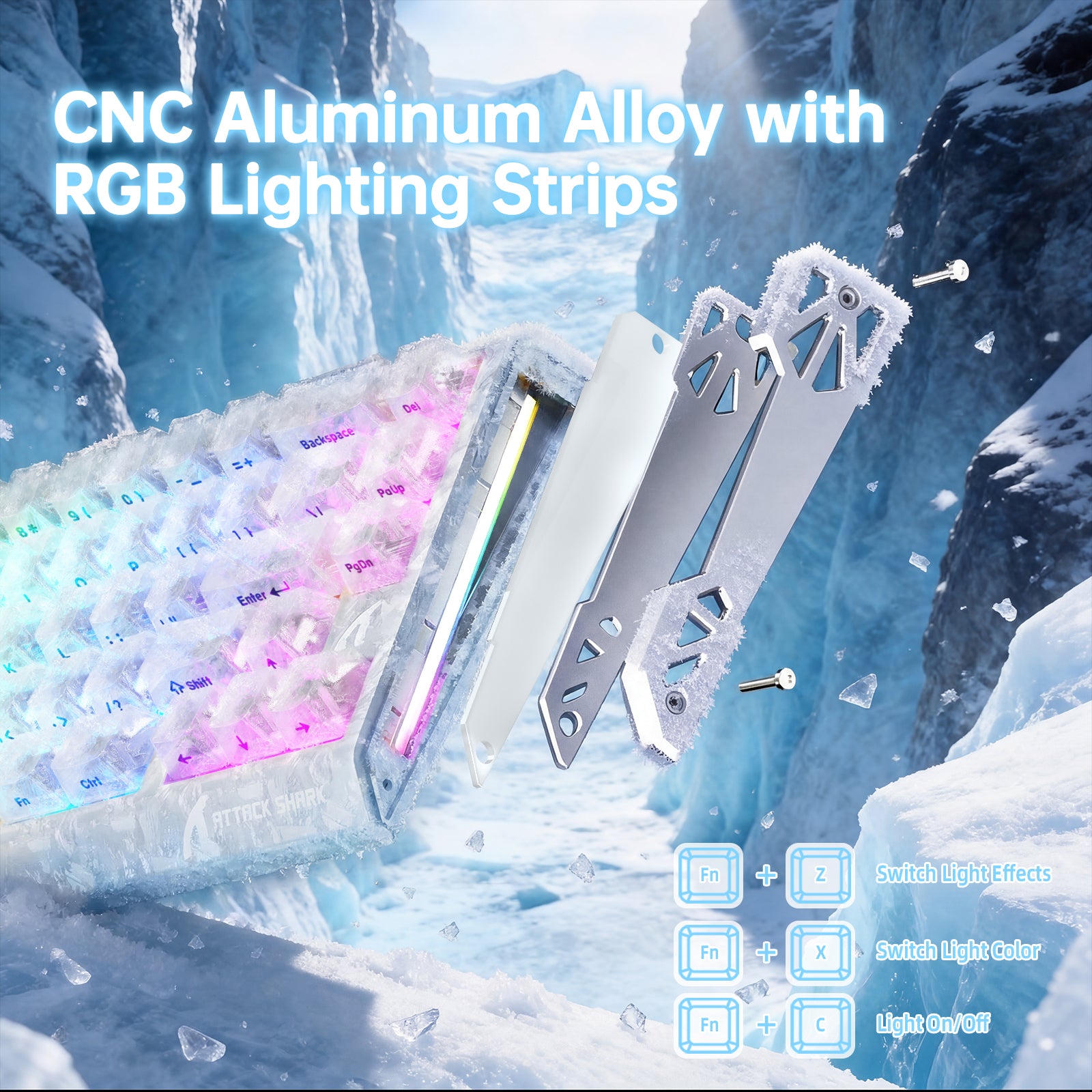 Teclado ATTACK SHARK R68 HE Rapid Trigger con cable en espiral RGB C01 Ultra de fibra de carbono con cableado