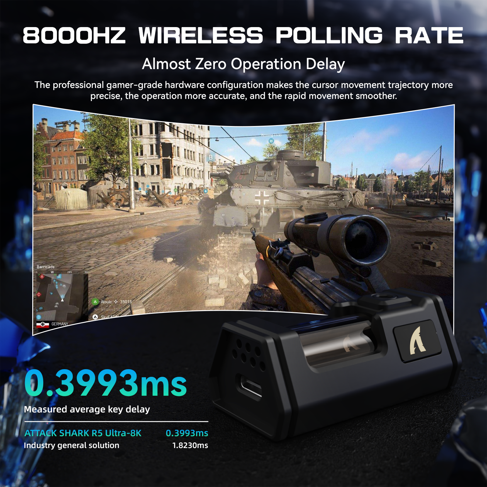 ATTACK SHARK R5 Ultra gaming mouse: 8K wireless, zero delay