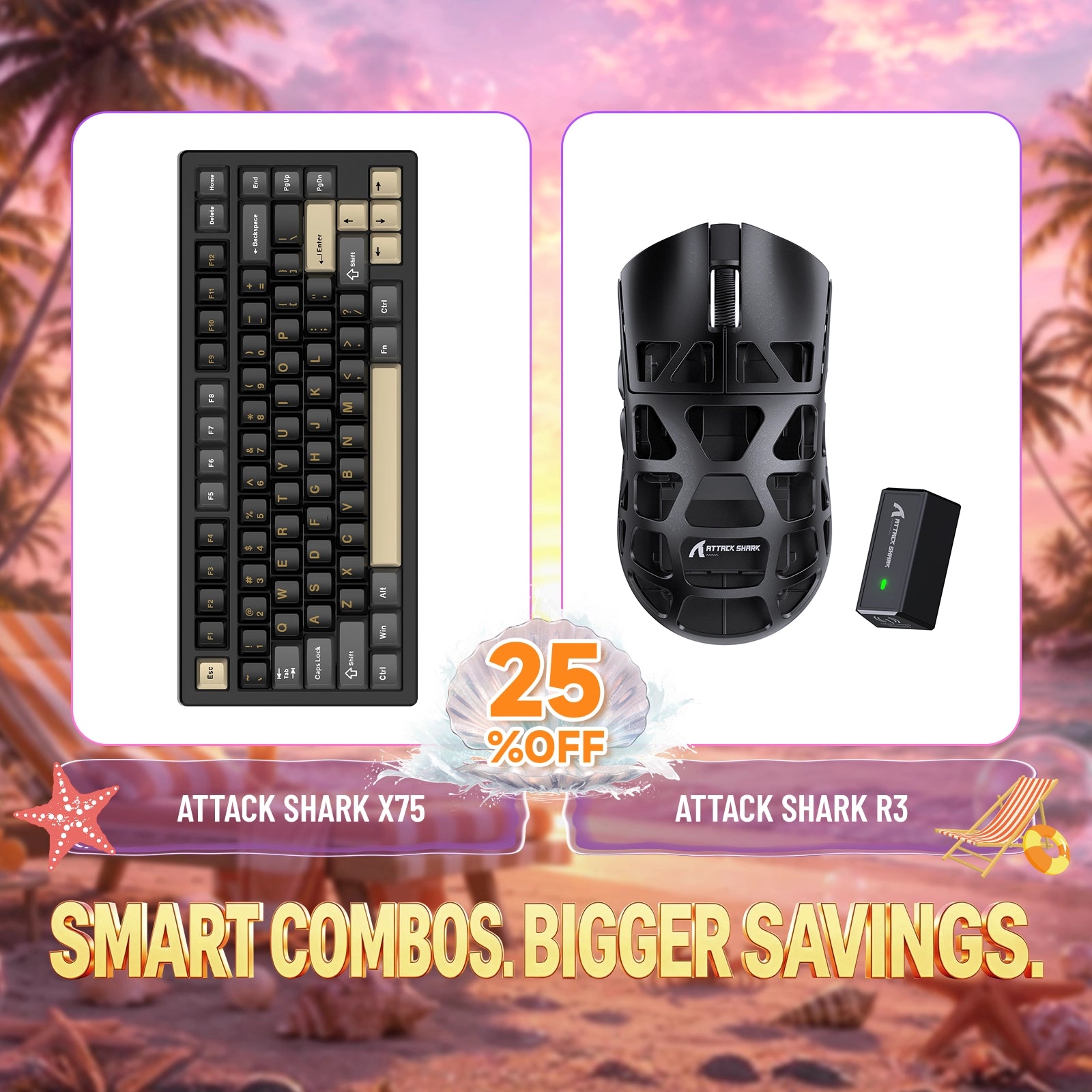 Paquete ATTACK SHARK X75 teclado de aluminio completo + ratón para juegos de aleación de magnesio R3