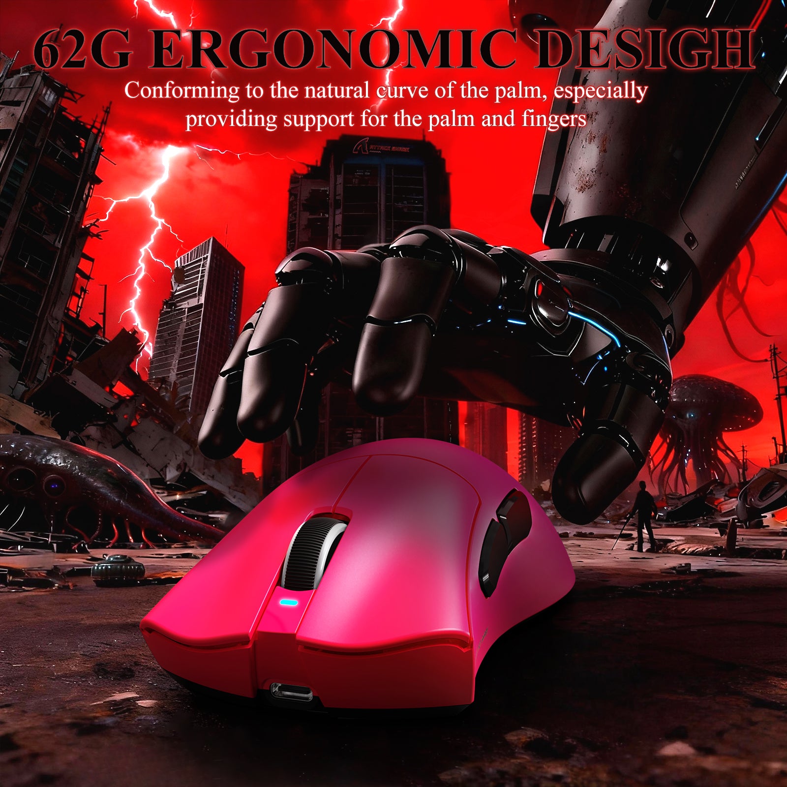 Ratón gaming tri-modo ultra ligero ATTACK SHARK V3PRO con base de carga