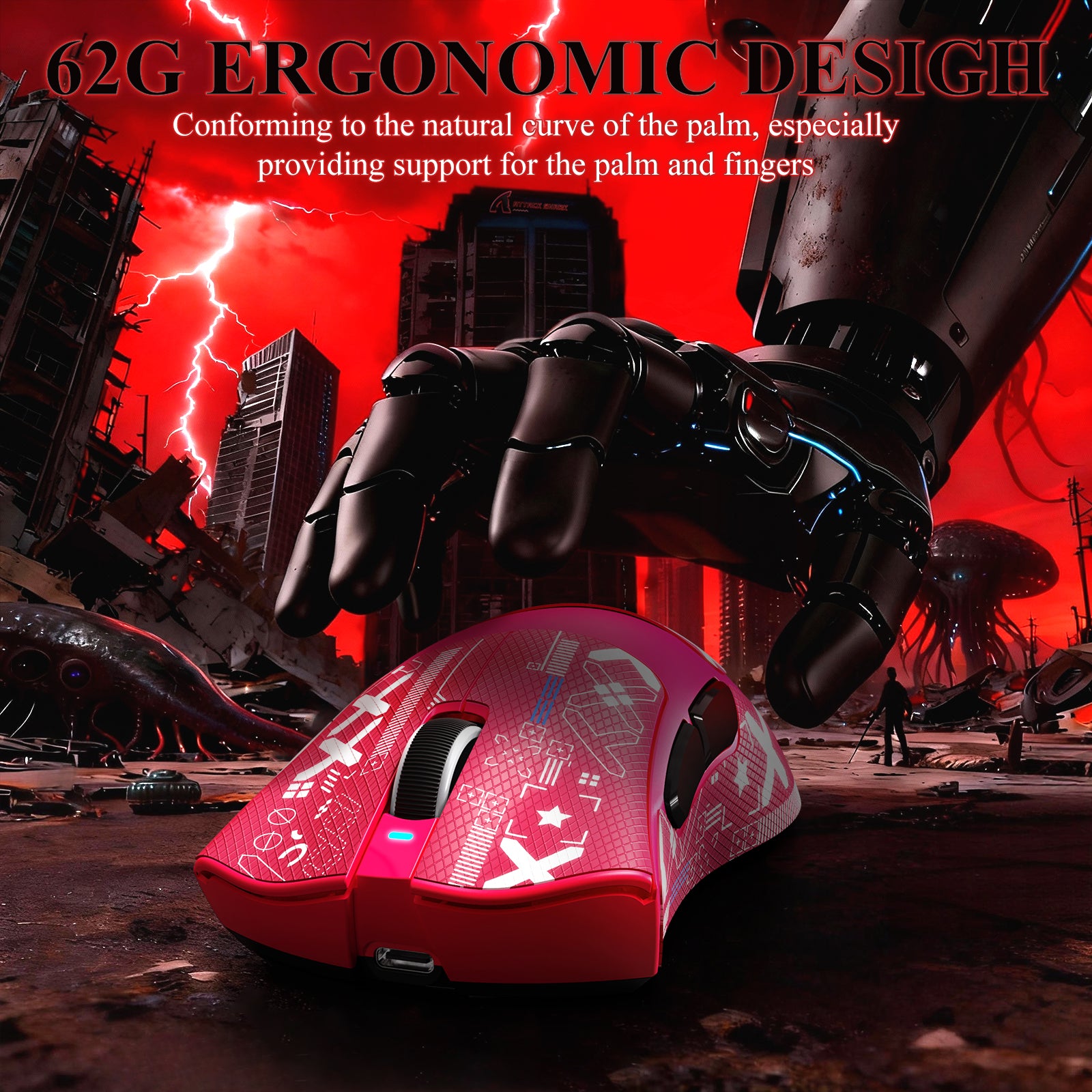 Ratón gaming tri-modo ultra ligero ATTACK SHARK V3PRO con base de carga