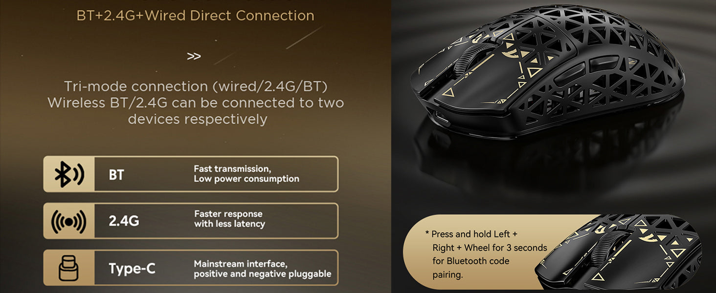 Ratón para juegos inalámbrico ATTACK SHARK R5 ULTRA de fibra de carbono 8K PAW3950MAX