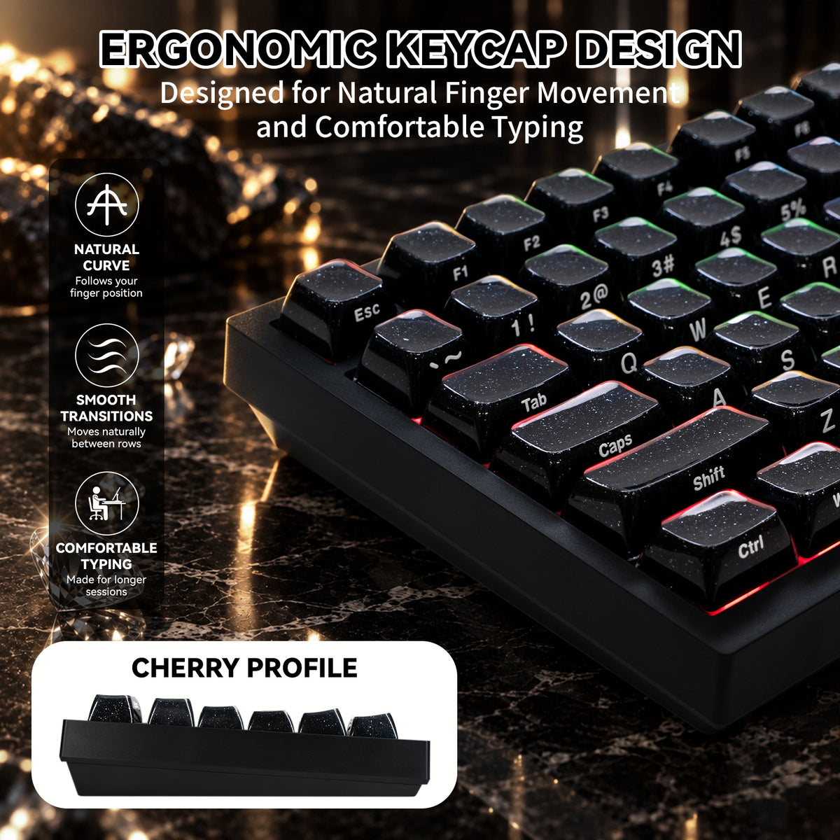 ATTACK SHARK SK03, 136 teclas con teclas de cristal, perfil ASA, ANSI/ISO