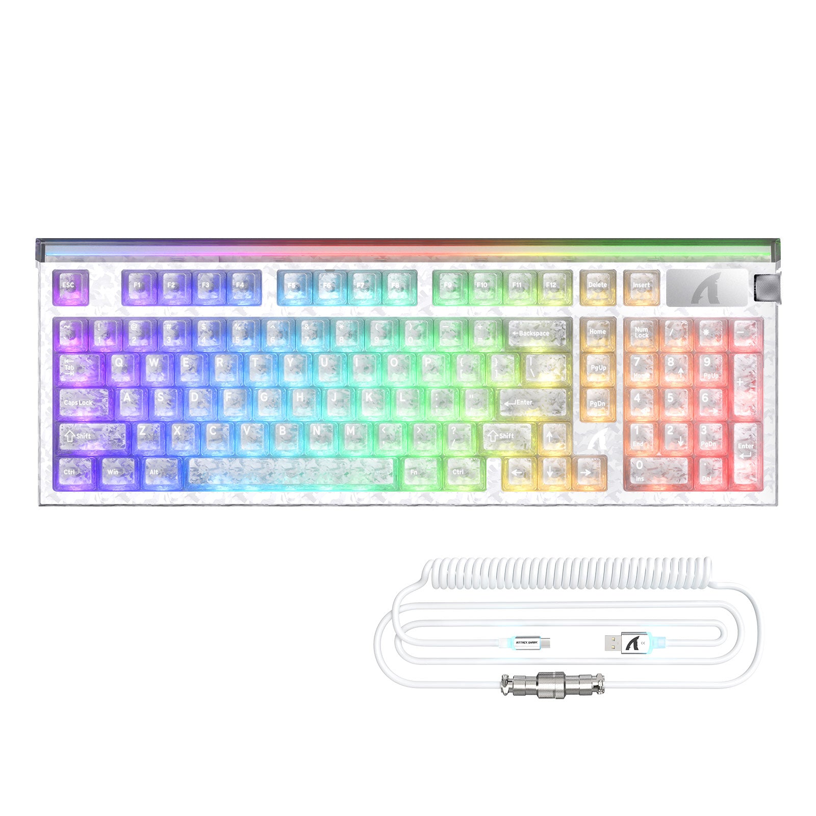 Teclado con cable ATTACK SHARK R98 HE de fibra de carbono, gatillo rápido, interruptor magnético y cable en espiral C01 Ultra RGB