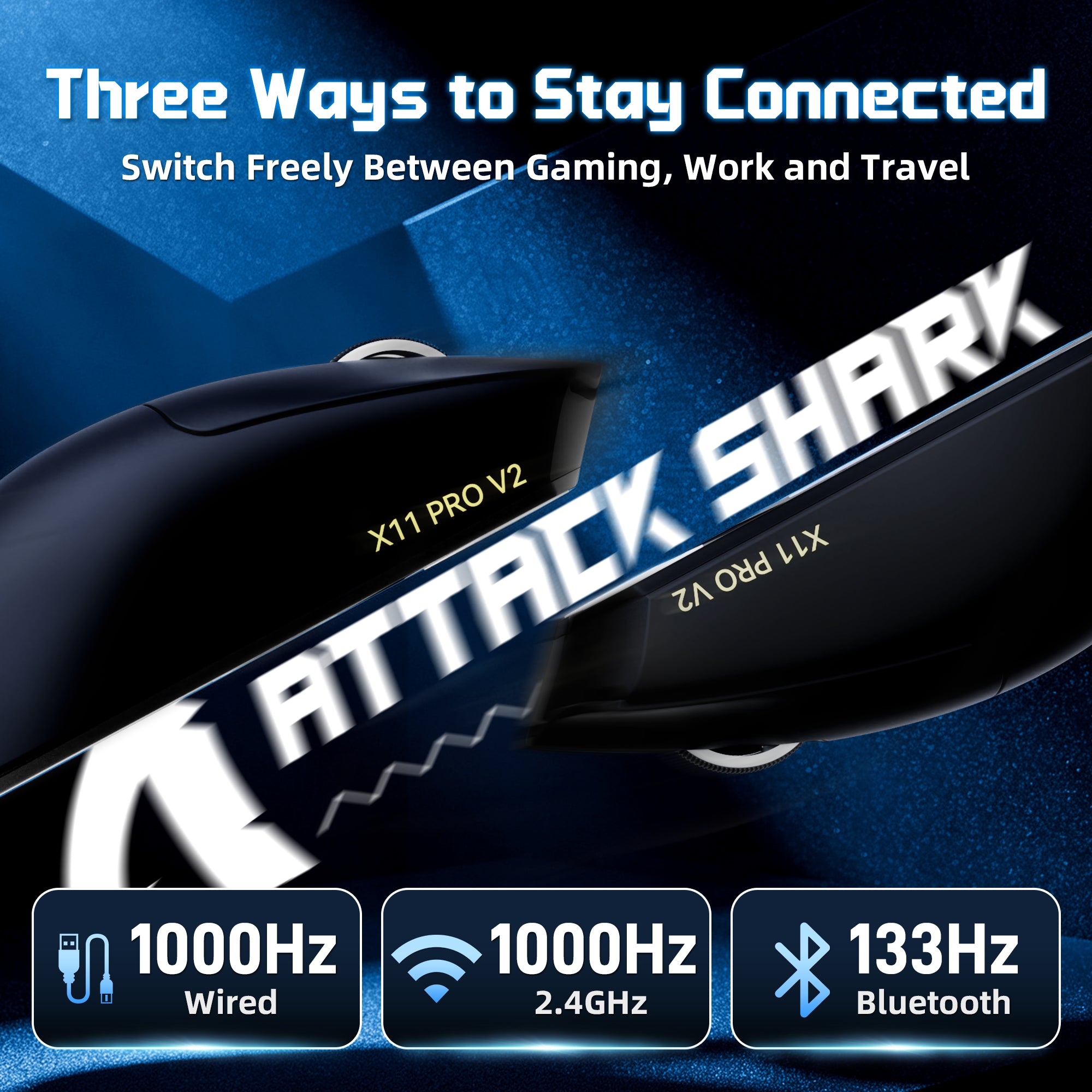 Ratón inalámbrico para juegos ATTACK SHARK X11 PRO V2 con base de carga y pantalla TFT