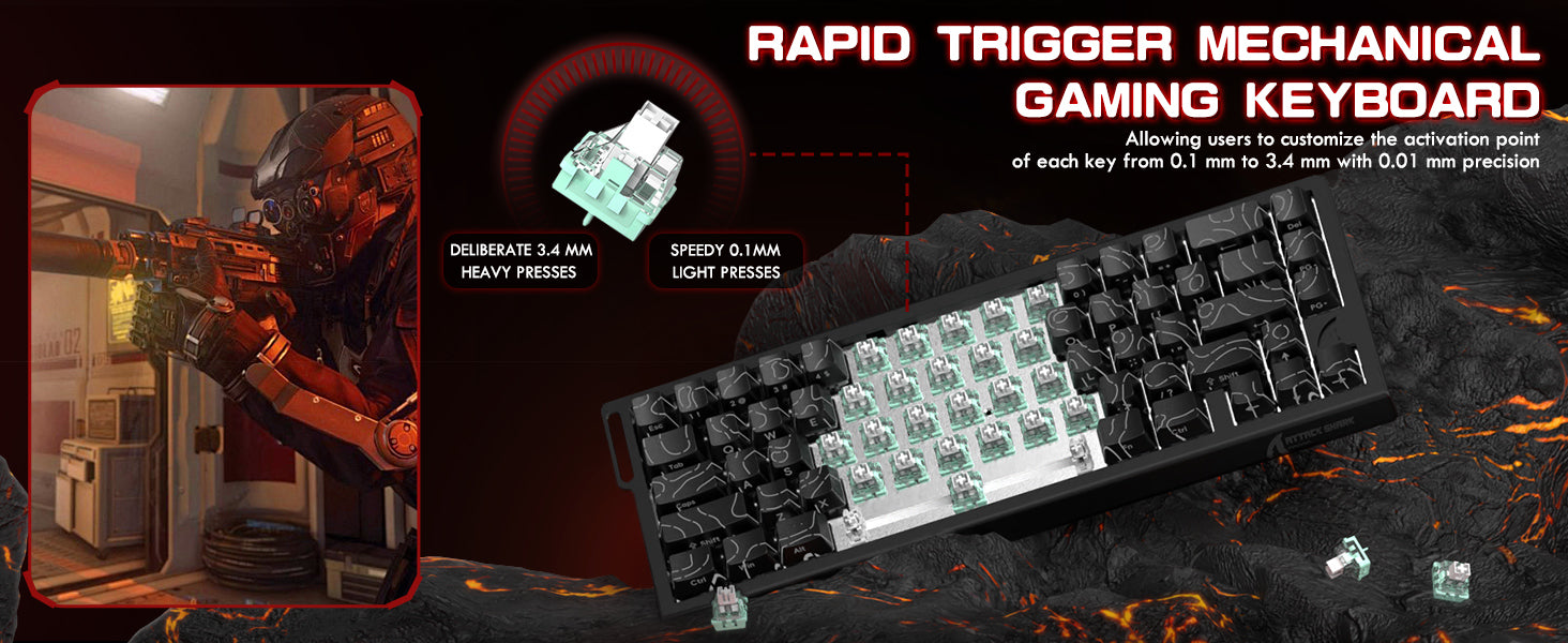 ATTACK SHARK X68PRO HE Teclado Inalámbrico de Disparo Rápido con Cable Enrollado
