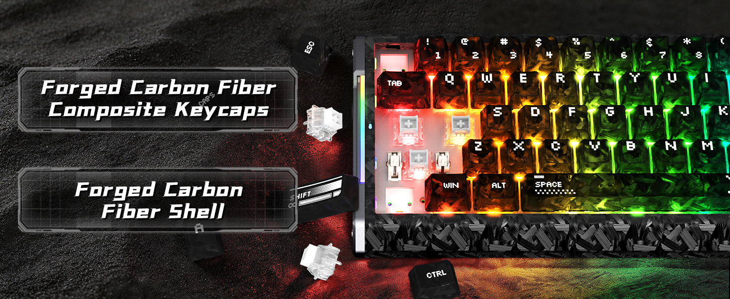 Teclado ATTACK SHARK R68 HE Rapid Trigger con cable en espiral RGB C01 Ultra de fibra de carbono con cableado