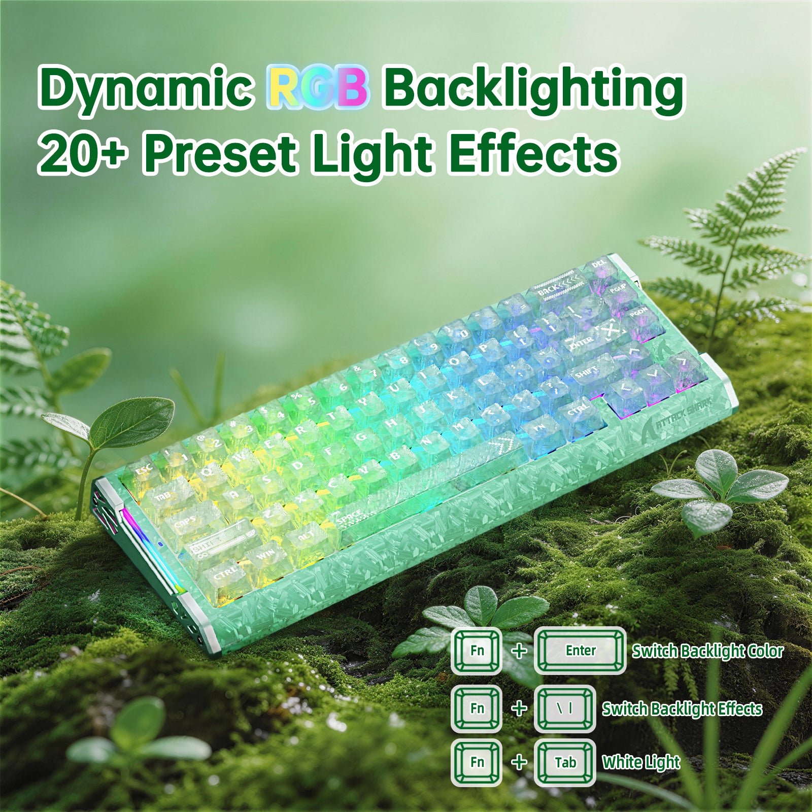 Teclado ATTACK SHARK R68 HE Rapid Trigger con cable en espiral RGB C01 Ultra de fibra de carbono con cableado