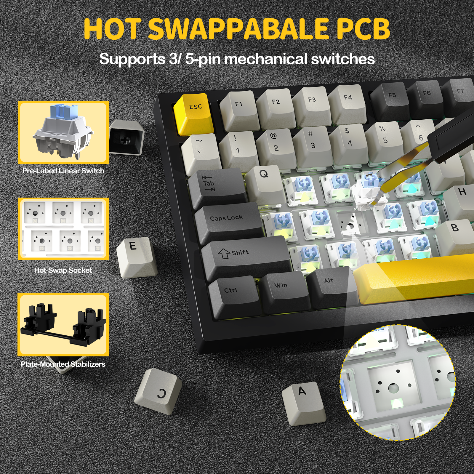 Teclado mecánico tri-modo ATTACK SHARK X820Ultra con junta
