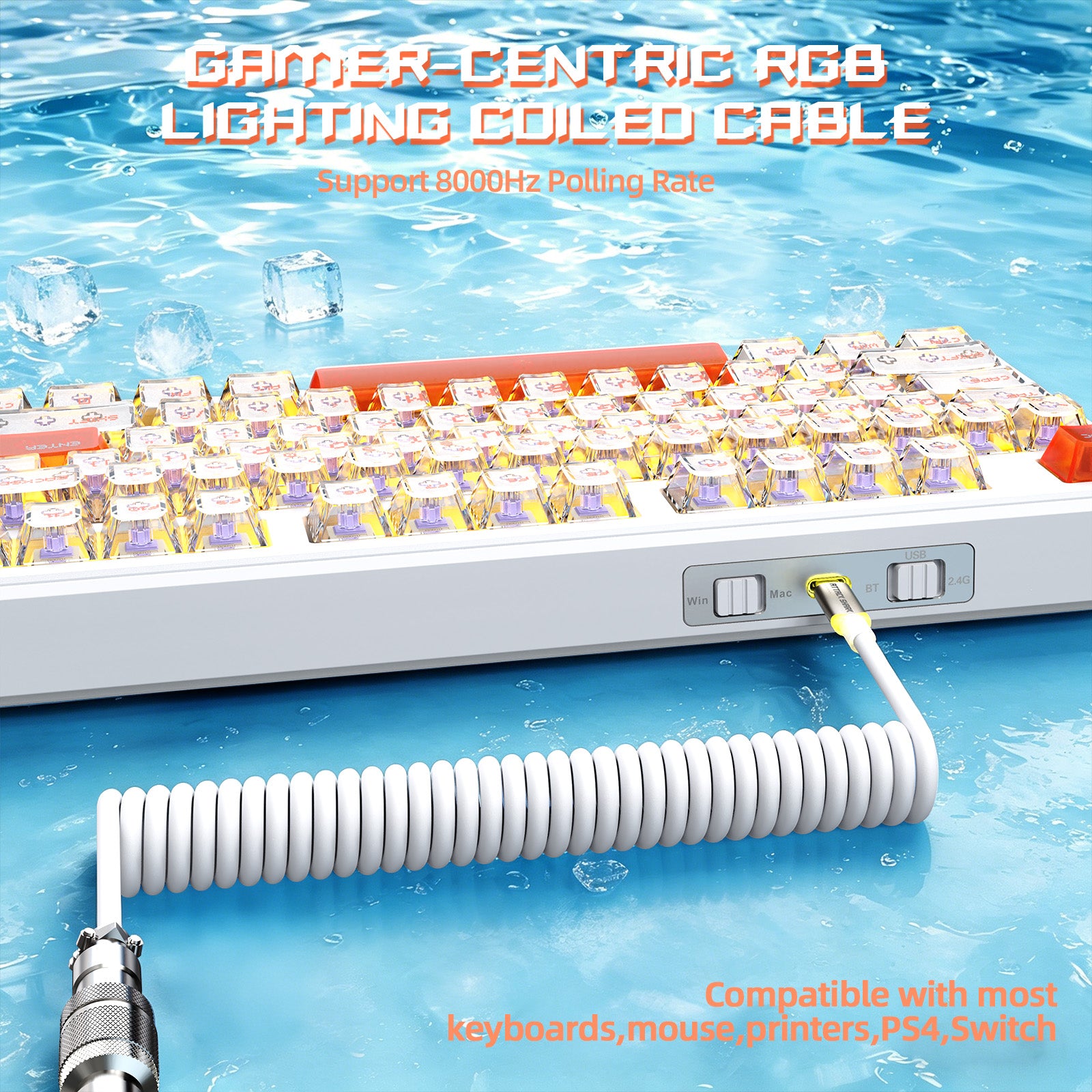 Teclado de juego inalámbrico ATTACK SHARK X87 ULTRA con receptor 8KHz y cable en espiral RGB