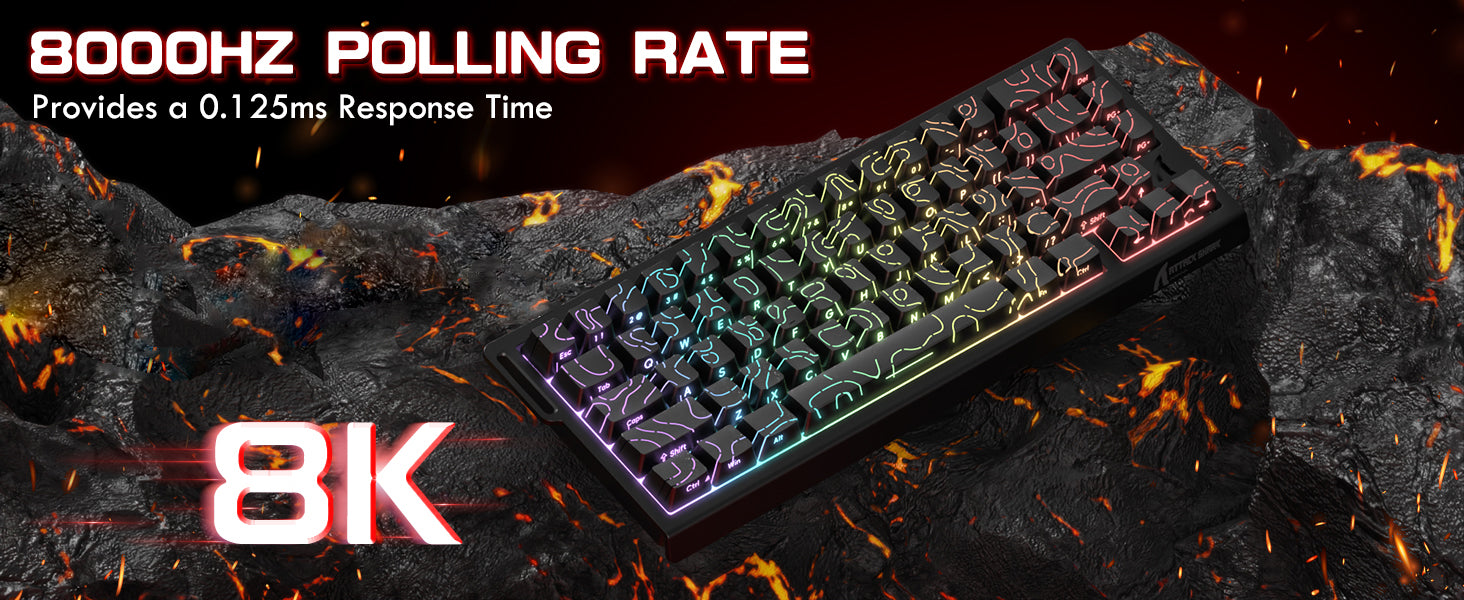 ATTACK SHARK X68PRO HE Teclado Inalámbrico de Disparo Rápido con Cable Enrollado